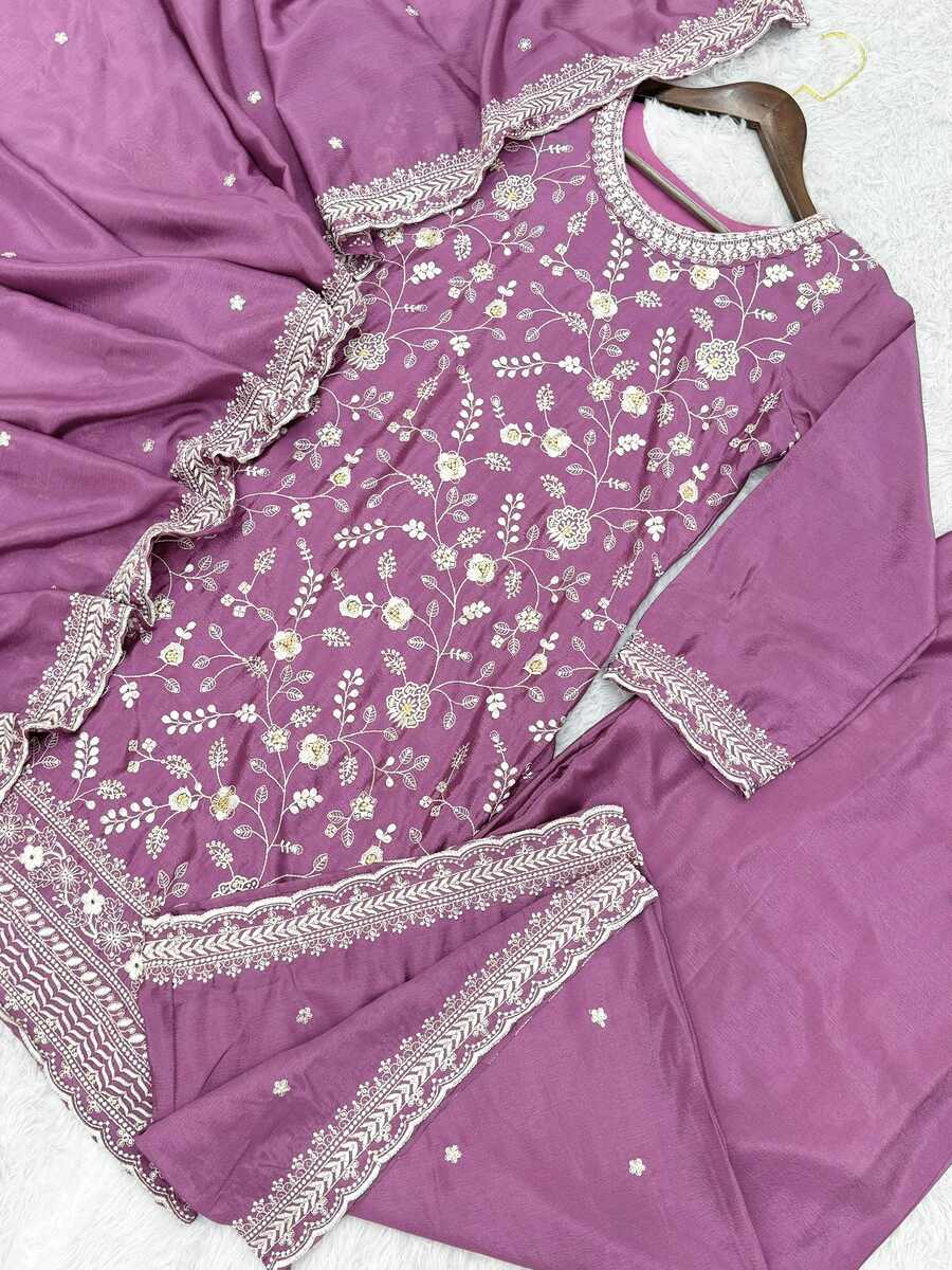 Thread work with sequince embroidery Plazzo suit size 38 