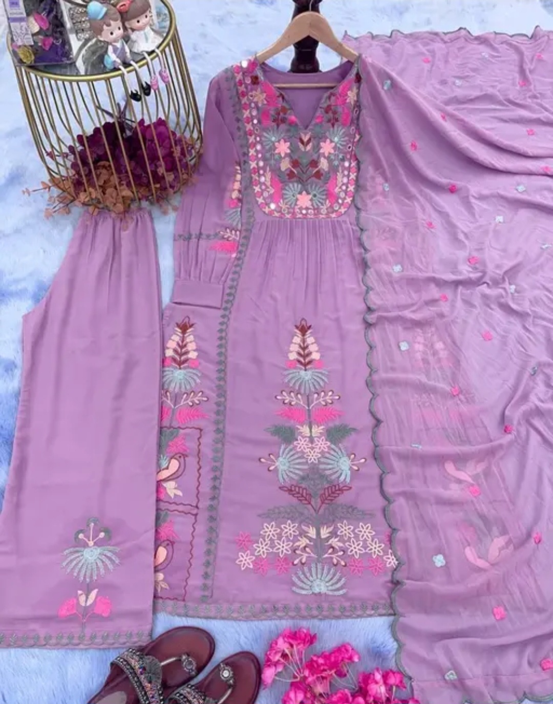 Size 44 DESIGNER EMBROIDERY WOTK TOP PALAZZO WITH DUPATTA 