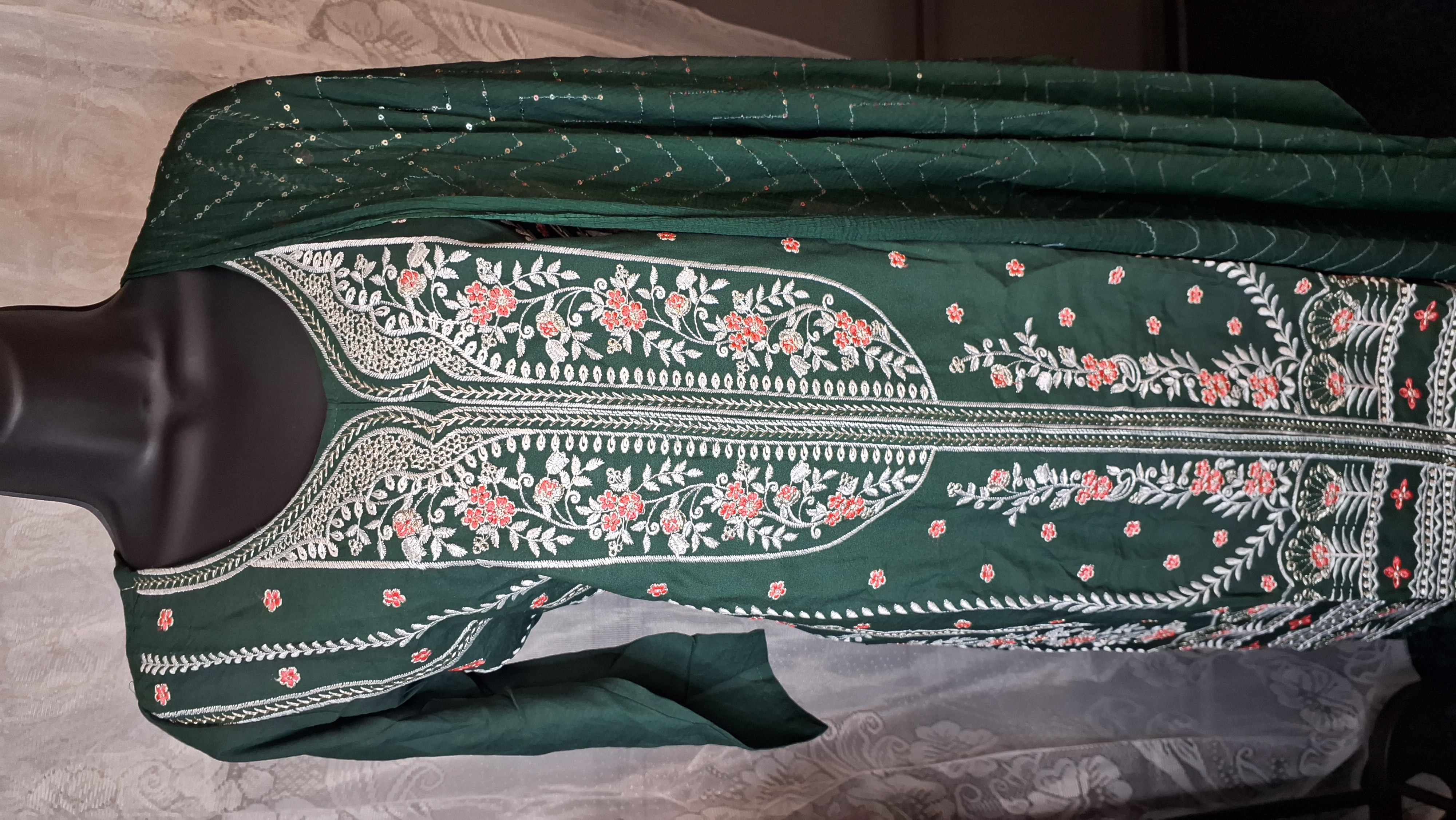 Beautiful embroidered Rayon cotton Palazzo suit, size 38 left