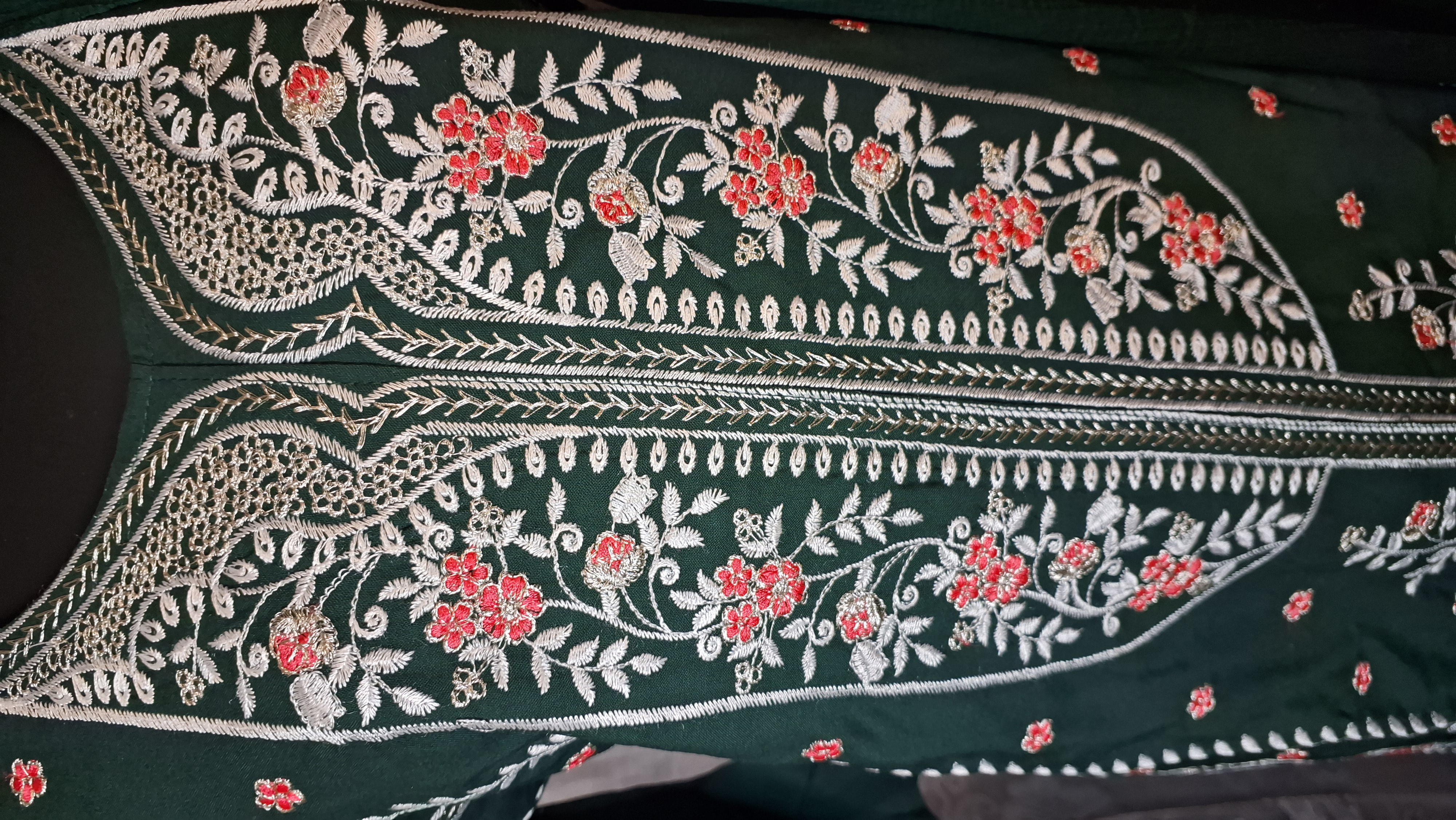Beautiful embroidered Rayon cotton Palazzo suit, size 38 left