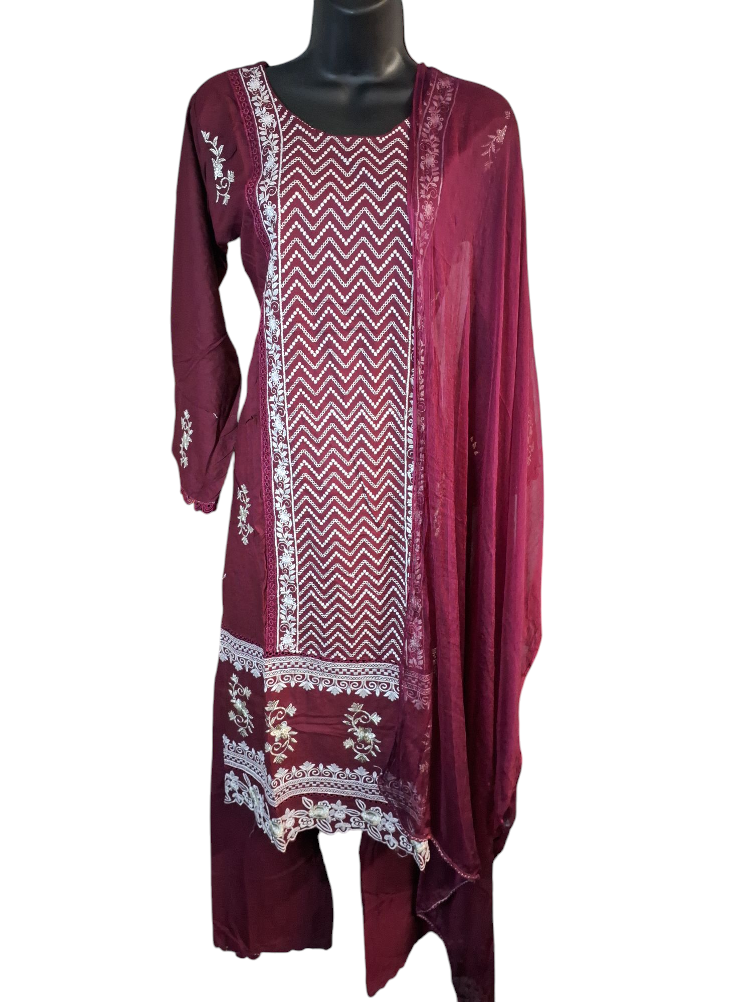 sizes 38, 40, and 42, Beautiful embroidered Rayon cotton Palazzo suit, 