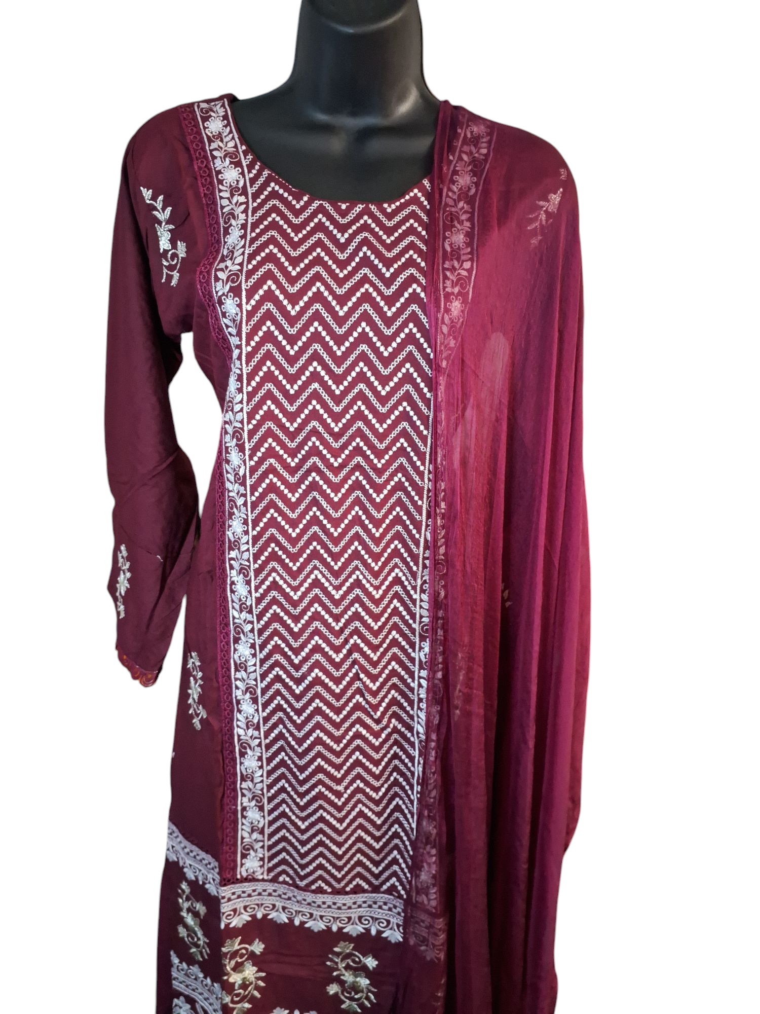sizes 38, 40, and 42, Beautiful embroidered Rayon cotton Palazzo suit,