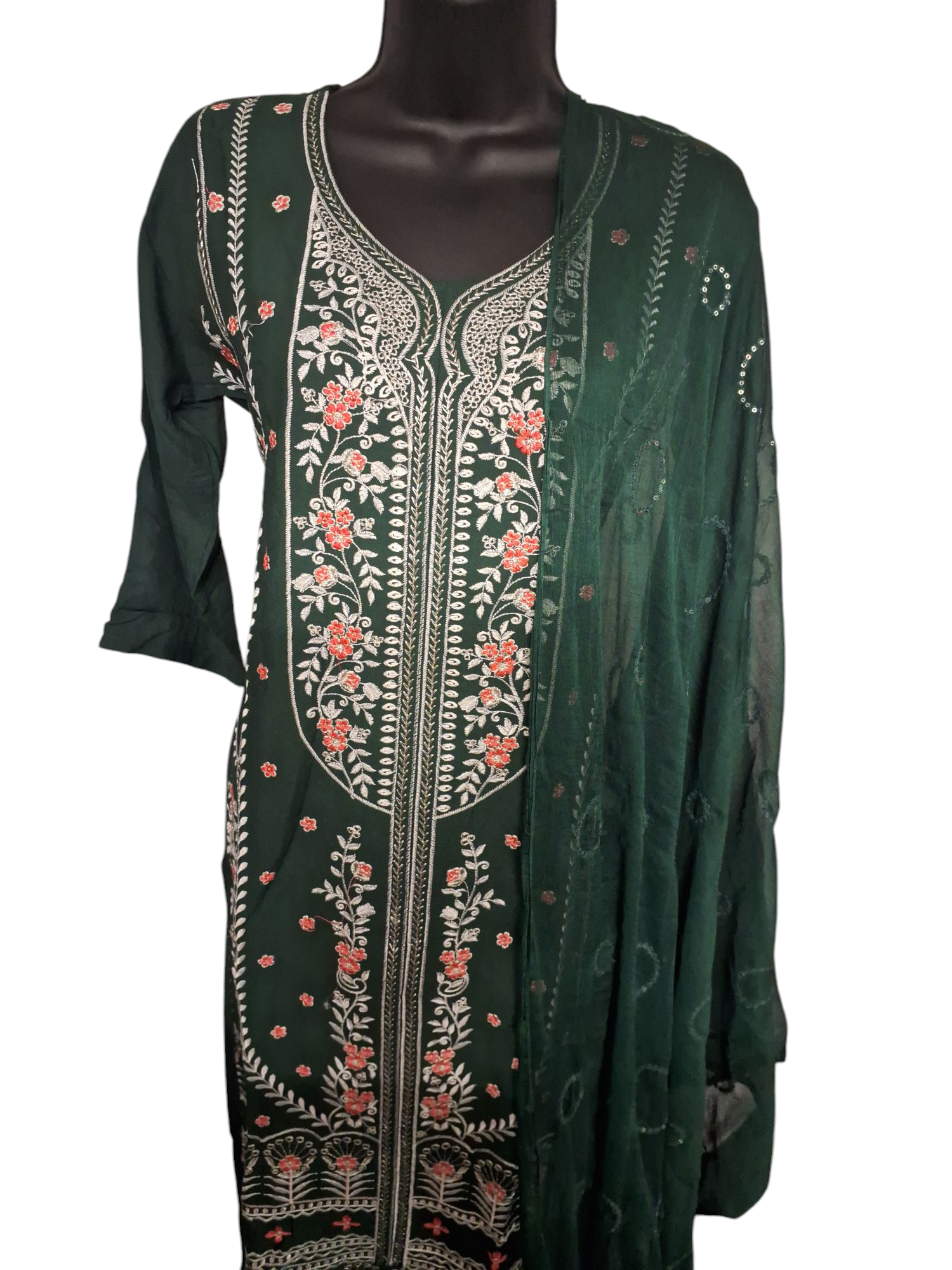 sizes 38, 40, and 42, Beautiful embroidered Rayon cotton Palazzo suit, 