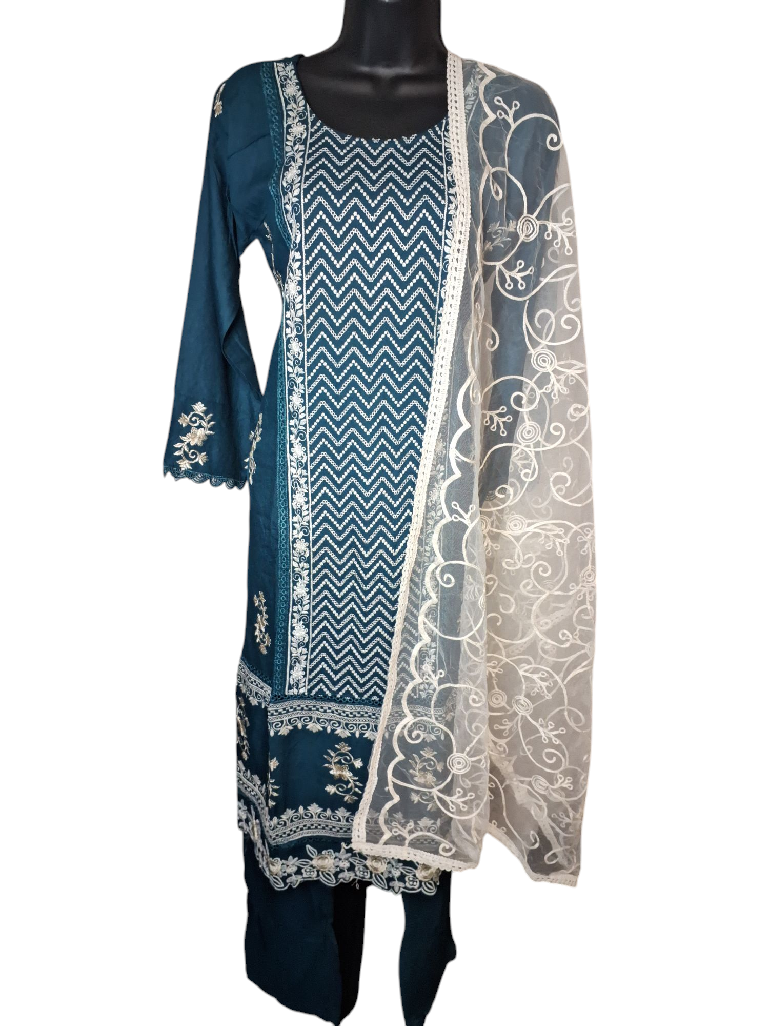 sizes 38, 40, and 42, Beautiful embroidered Rayon cotton Palazzo suit, 