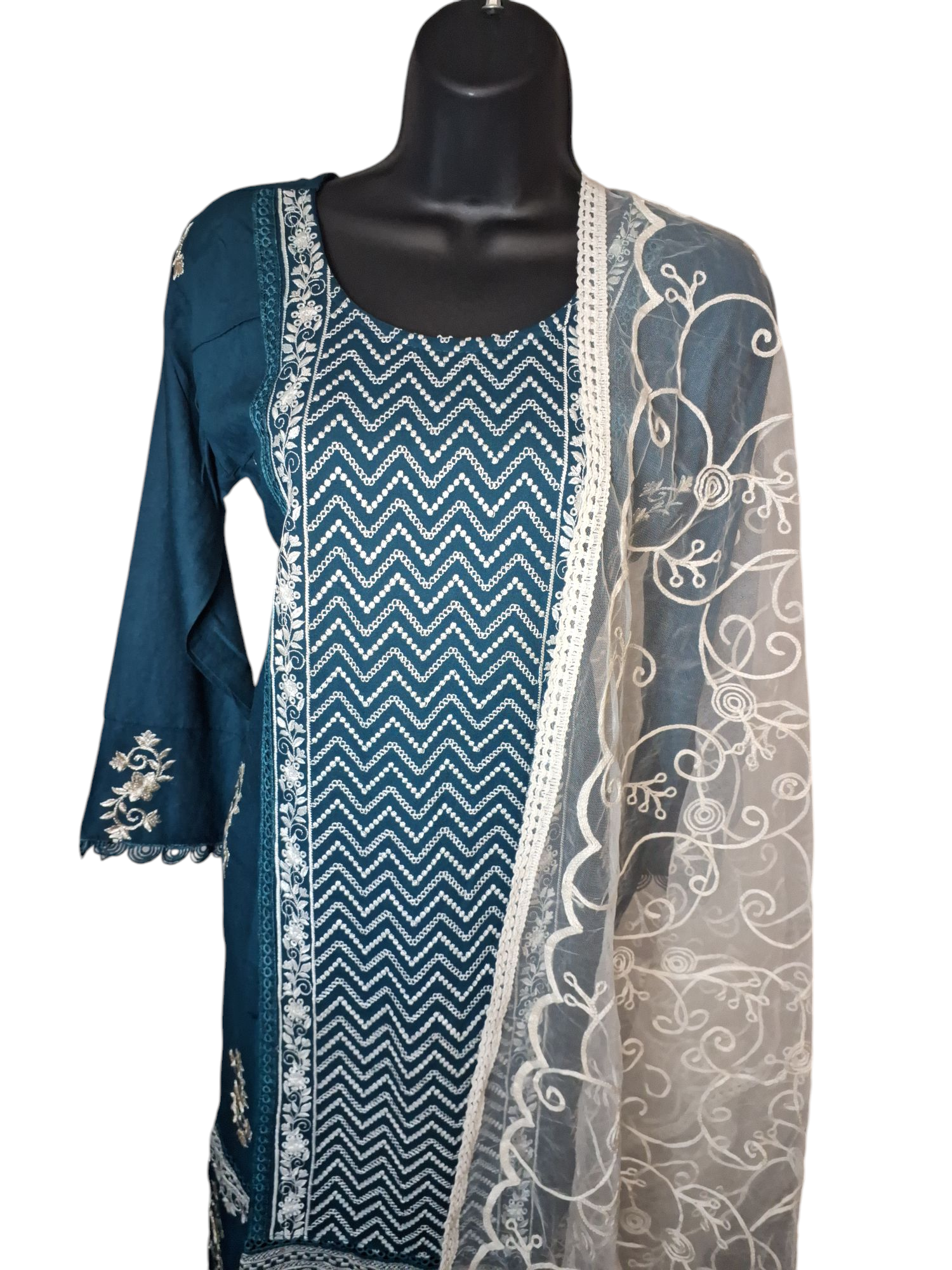 sizes 38, 40, and 42, Beautiful embroidered Rayon cotton Palazzo suit,