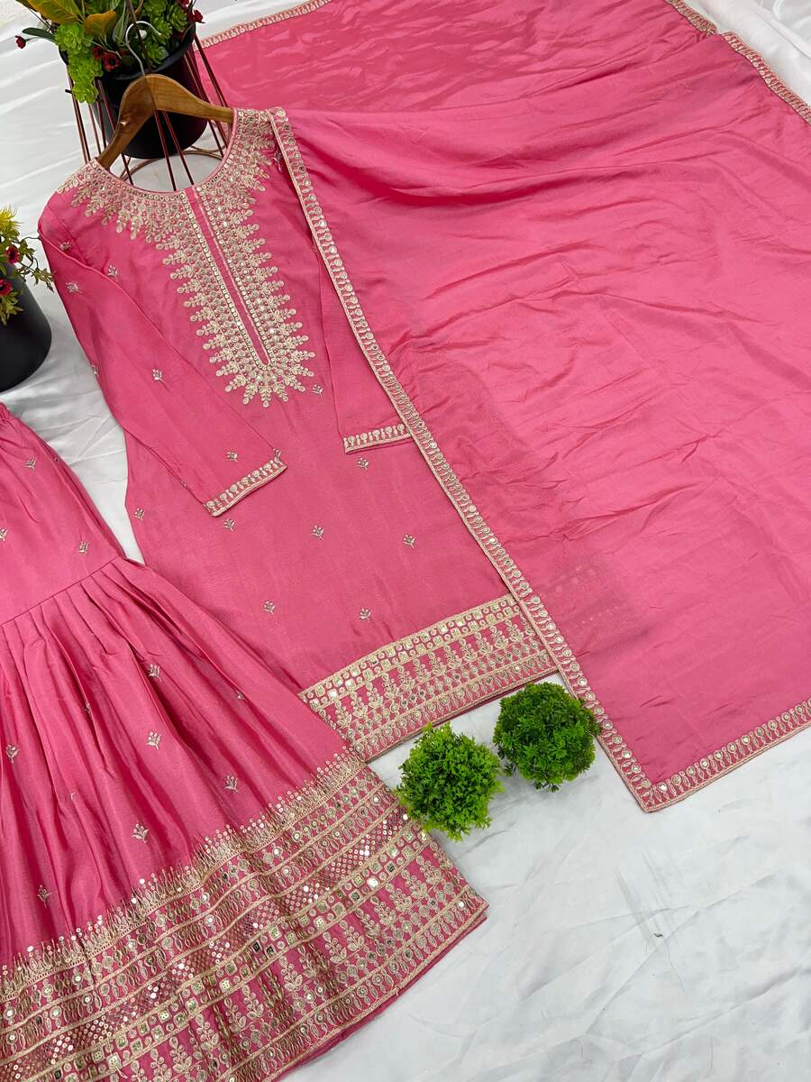 Baby Pink Sharara Suit, size 40