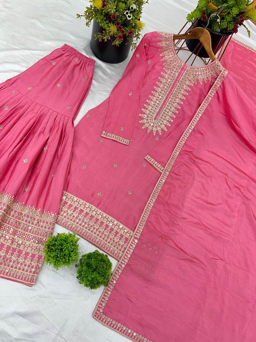 Baby Pink Sharara Suit, size 40