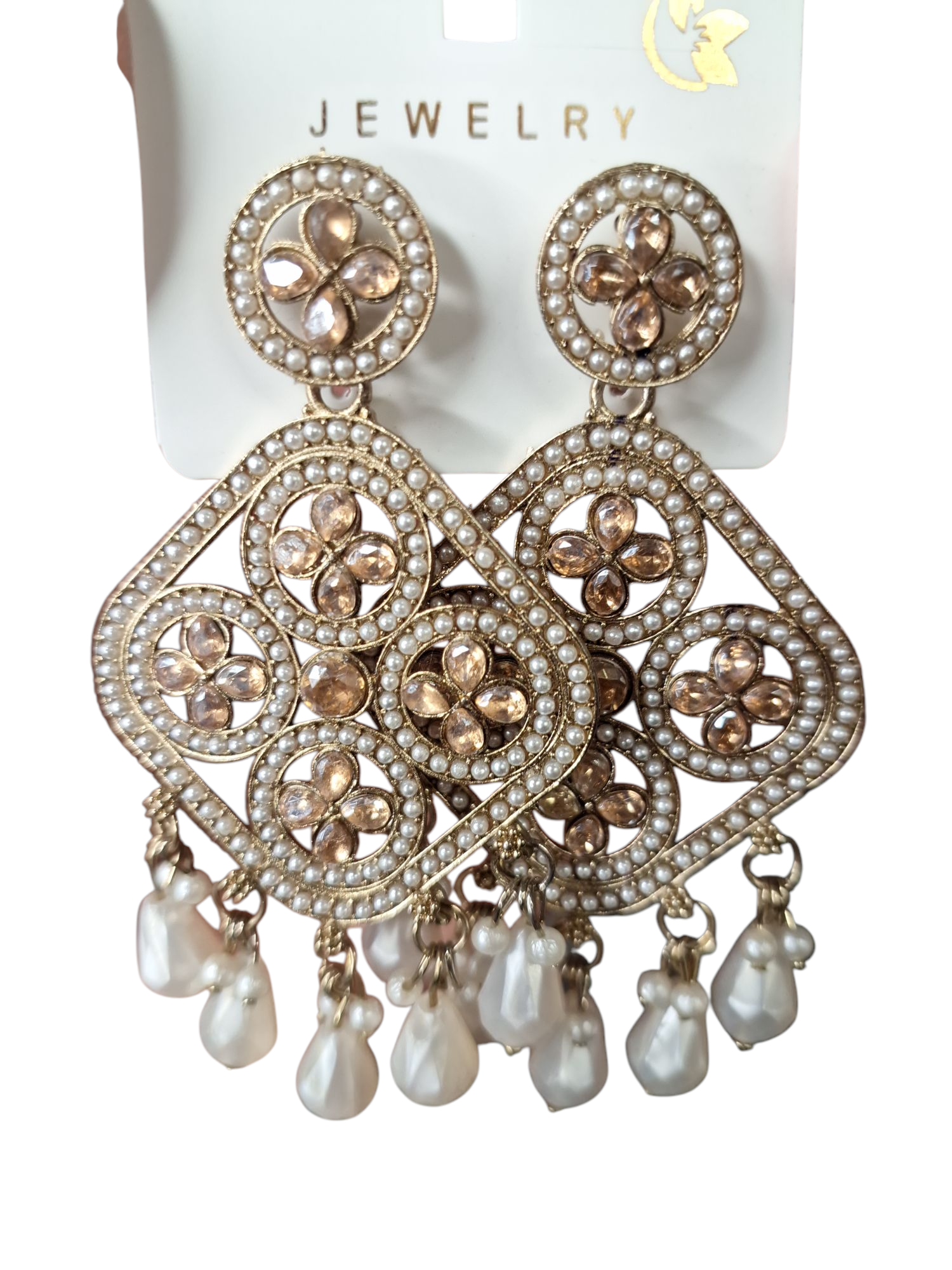 Elegant Gold Pearl Drop Earrings