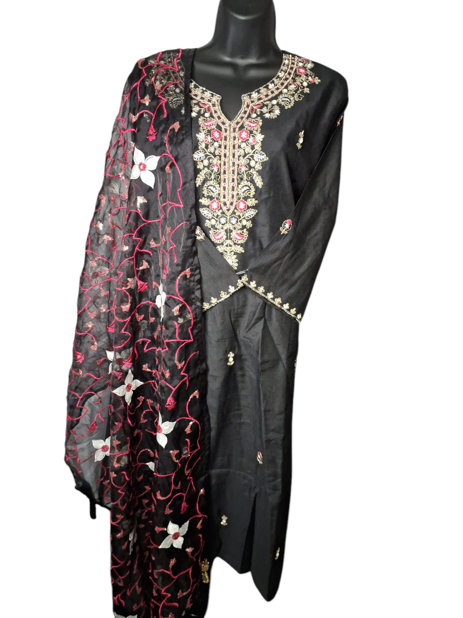 Black Embroidered Suit, size 46 left
