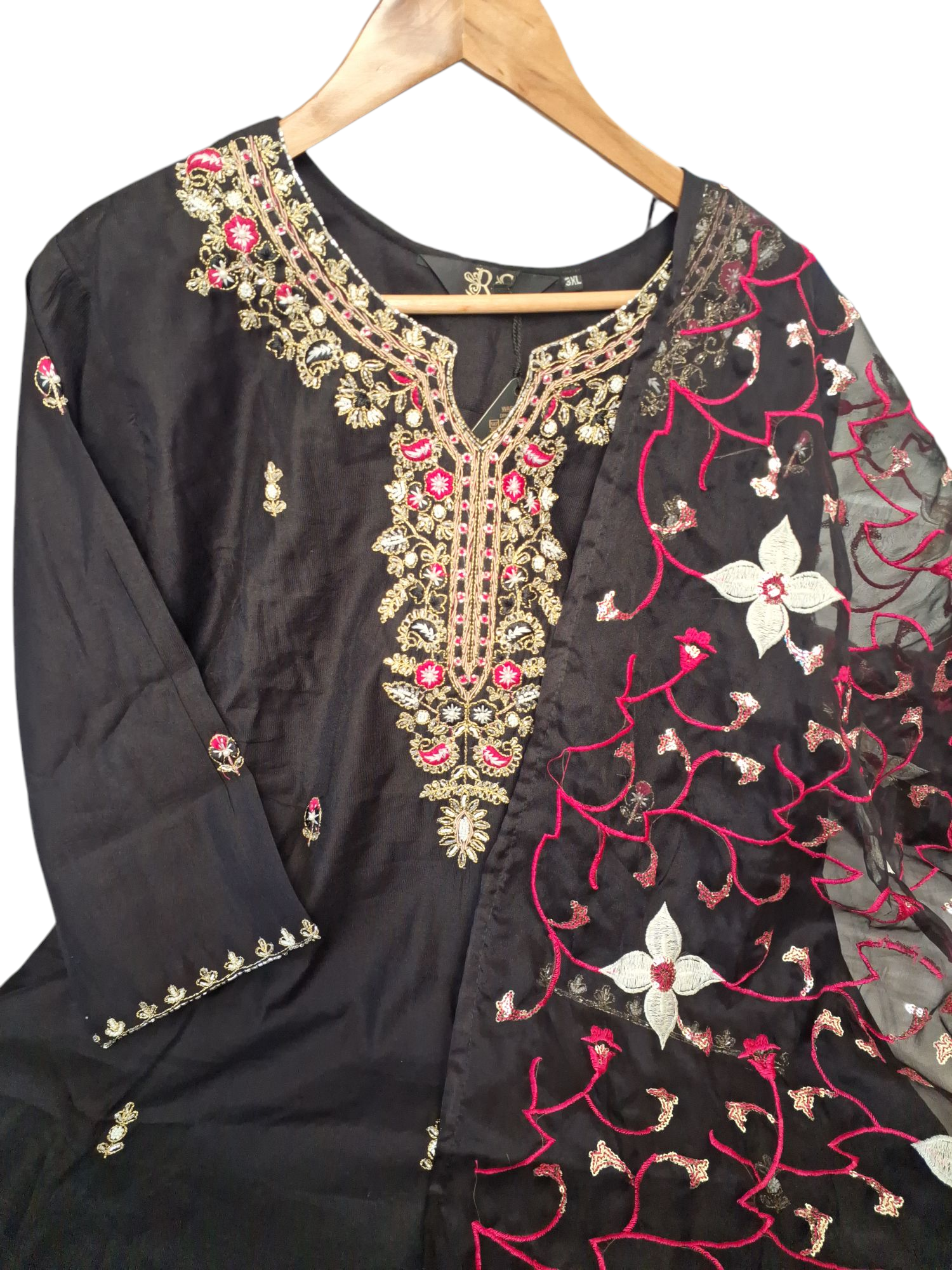 Black Embroidered Suit, size 46 left