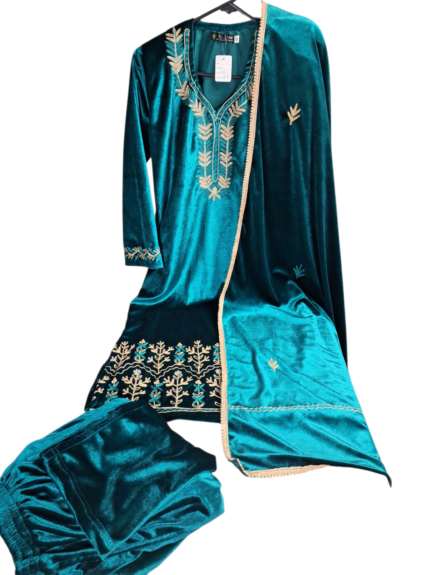 Velvet Embroidered Palazzo suit, size 40