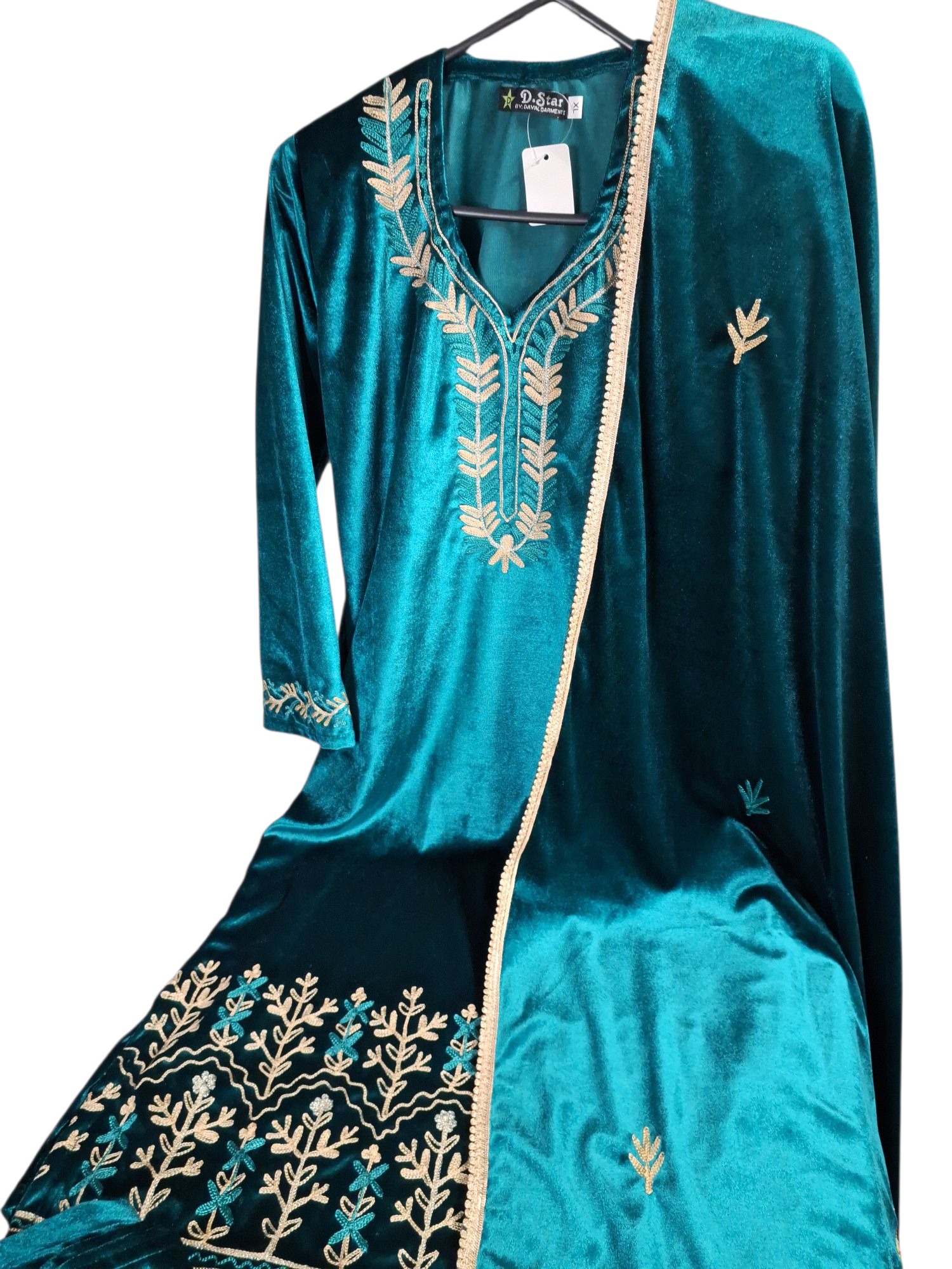 Velvet Embroidered Palazzo suit, size 40
