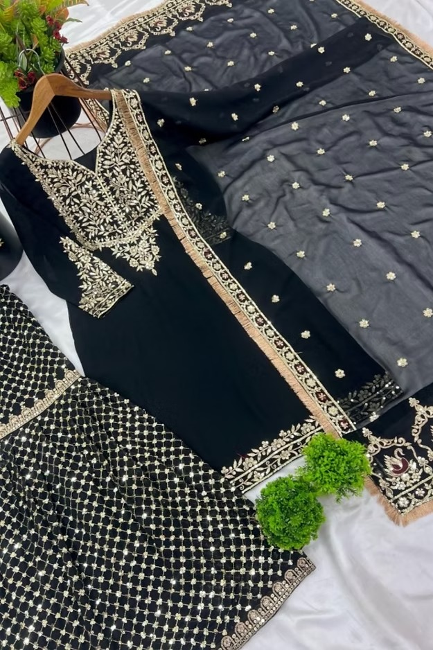 Elegant Embroidered Sharara suit, size 42 left
