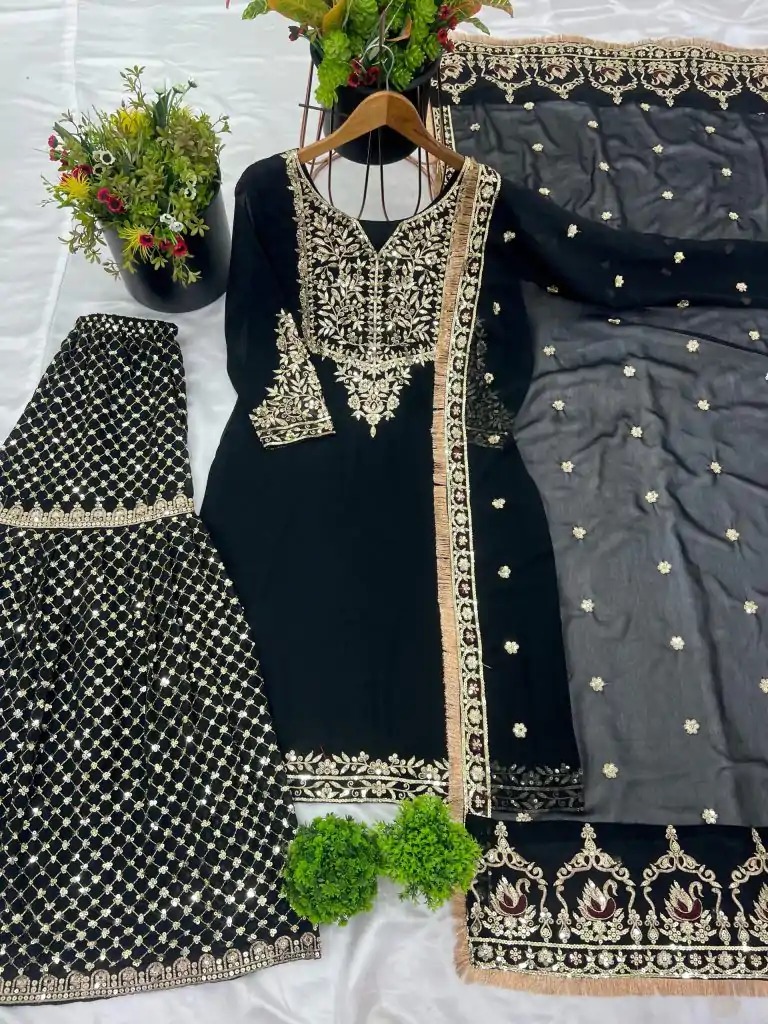 Elegant Embroidered Sharara suit, size 42 left