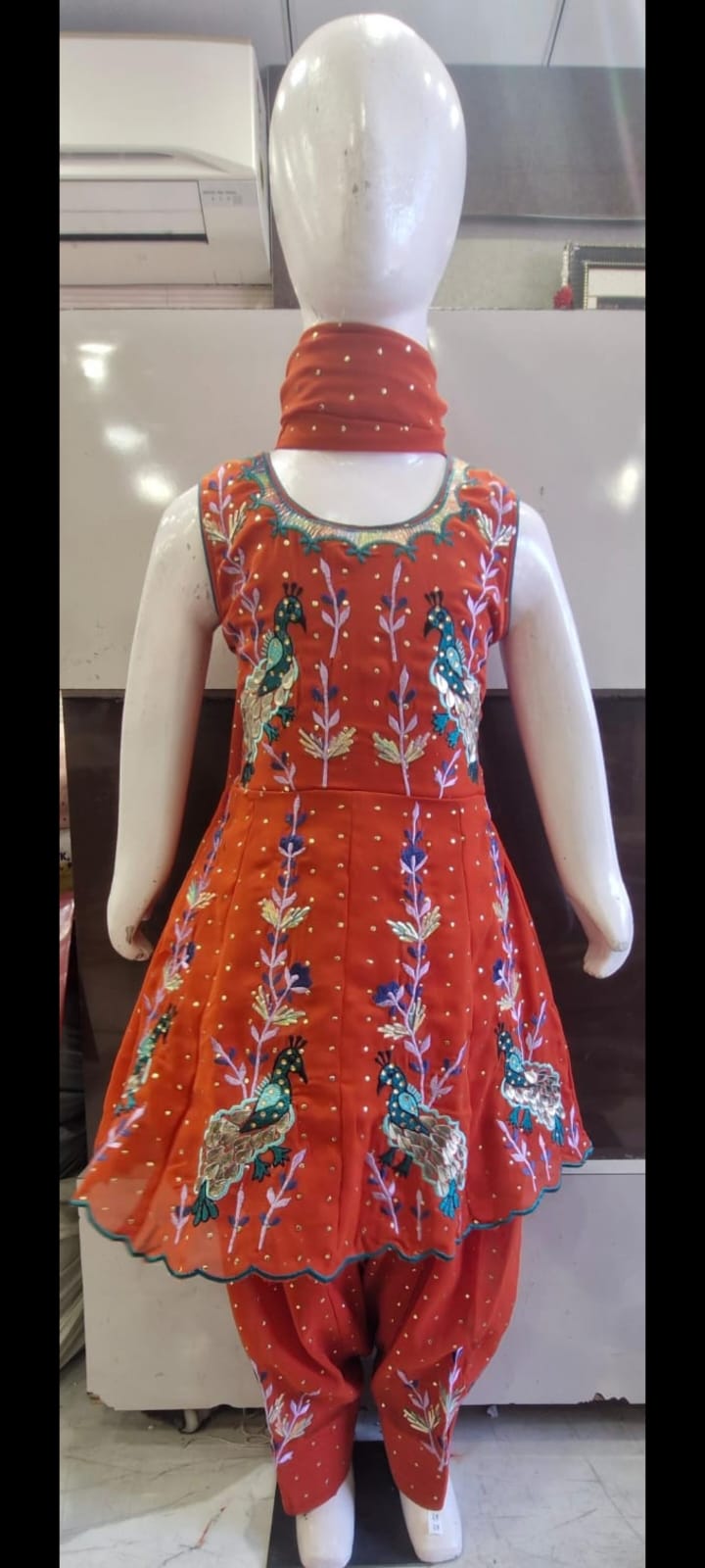 Embroidered Kids Patiala anarkali Suit
