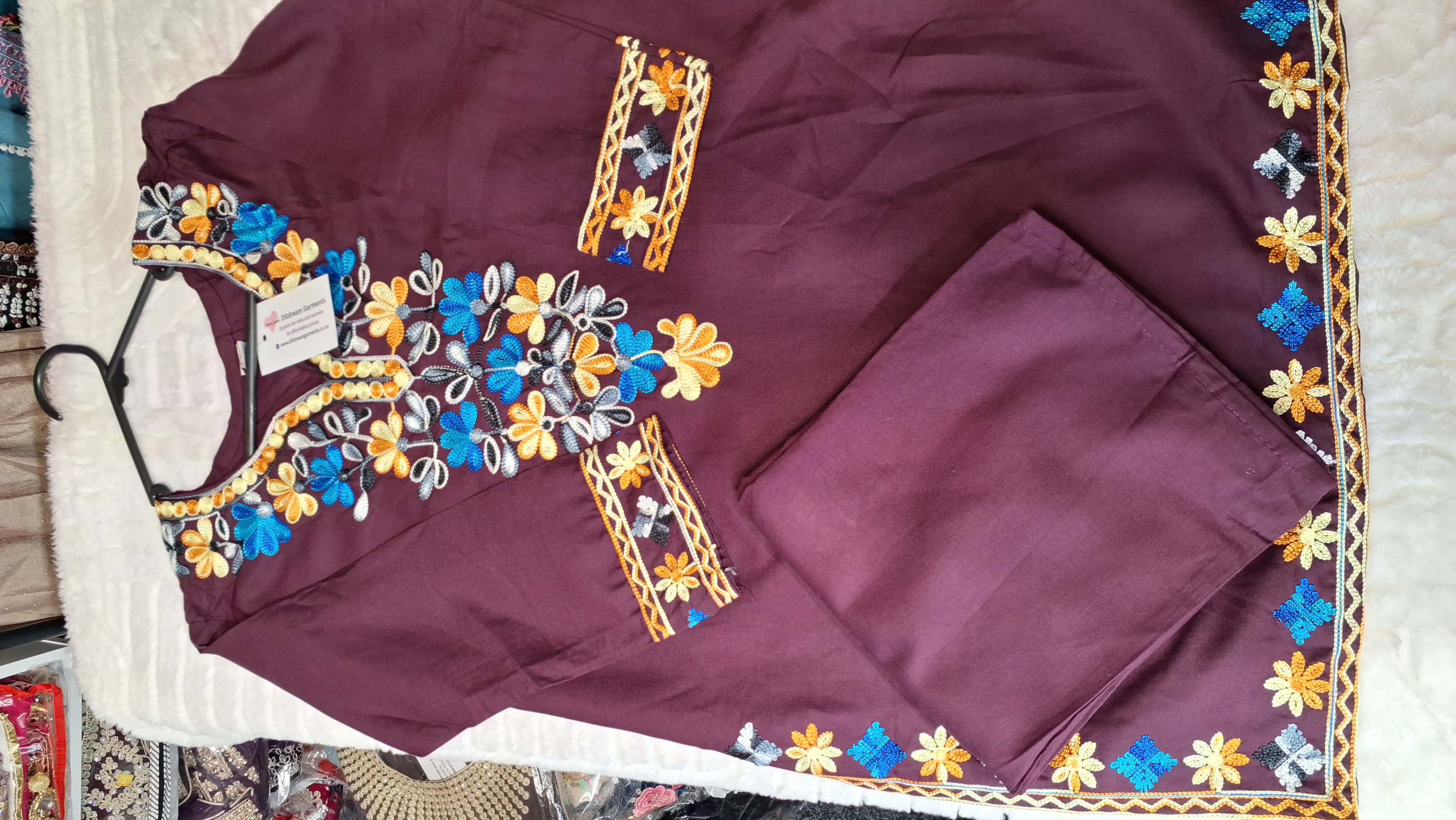 Wine kashmiri coord set