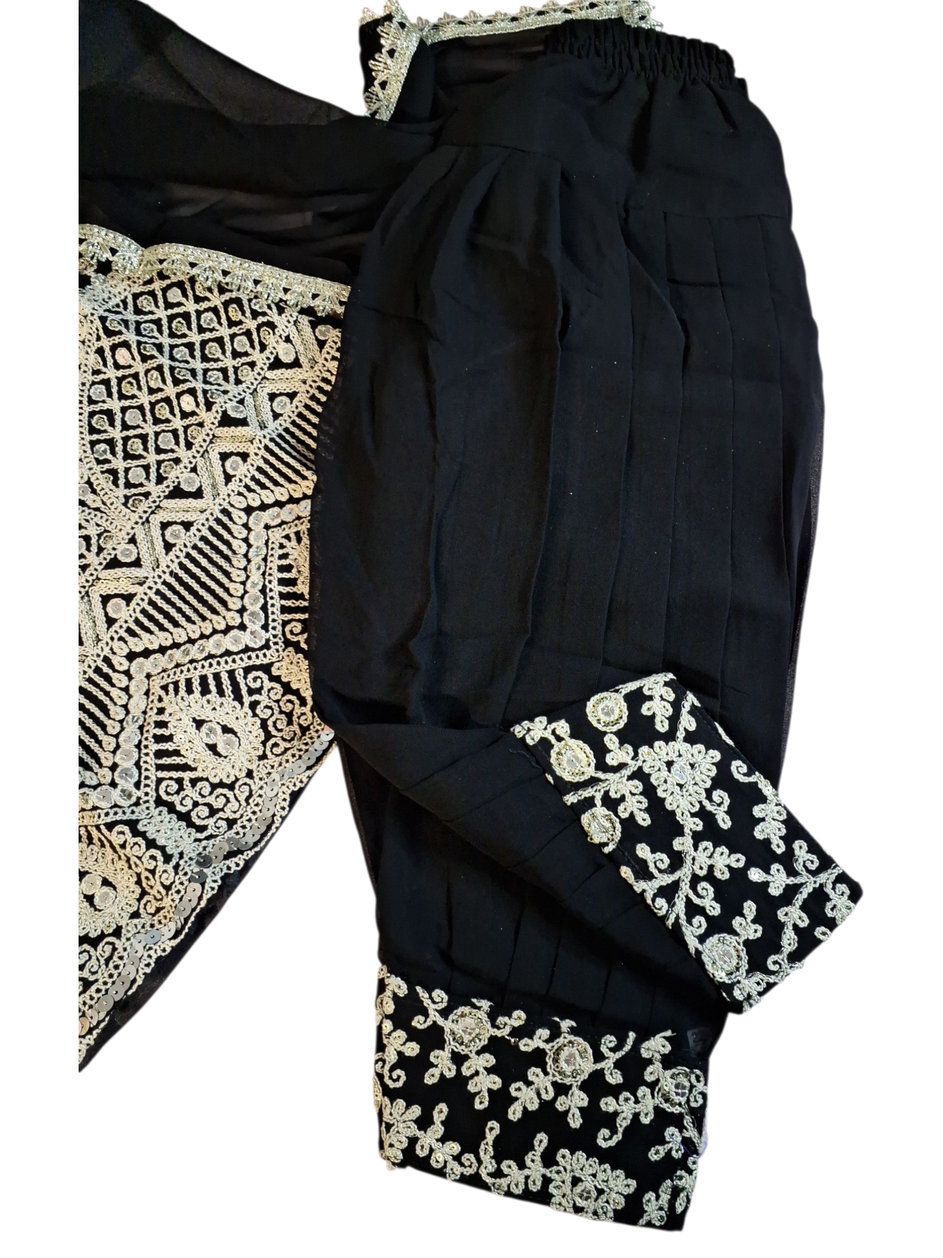Black salwar suit, sizes 20, 22, 24, 26, 28, 30, 32, and 34