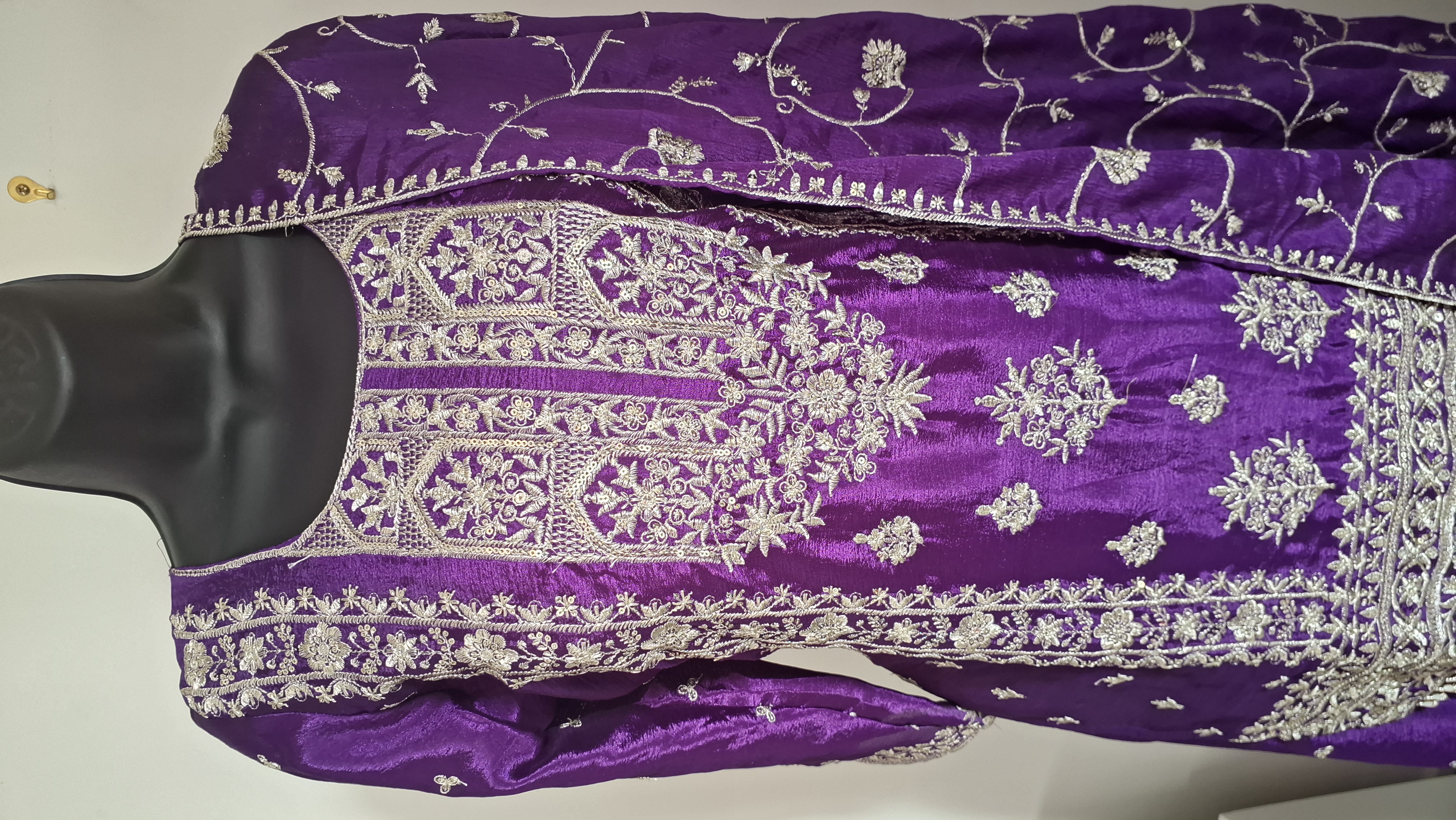 Embroidered purple lehanga look palazzo, size 40