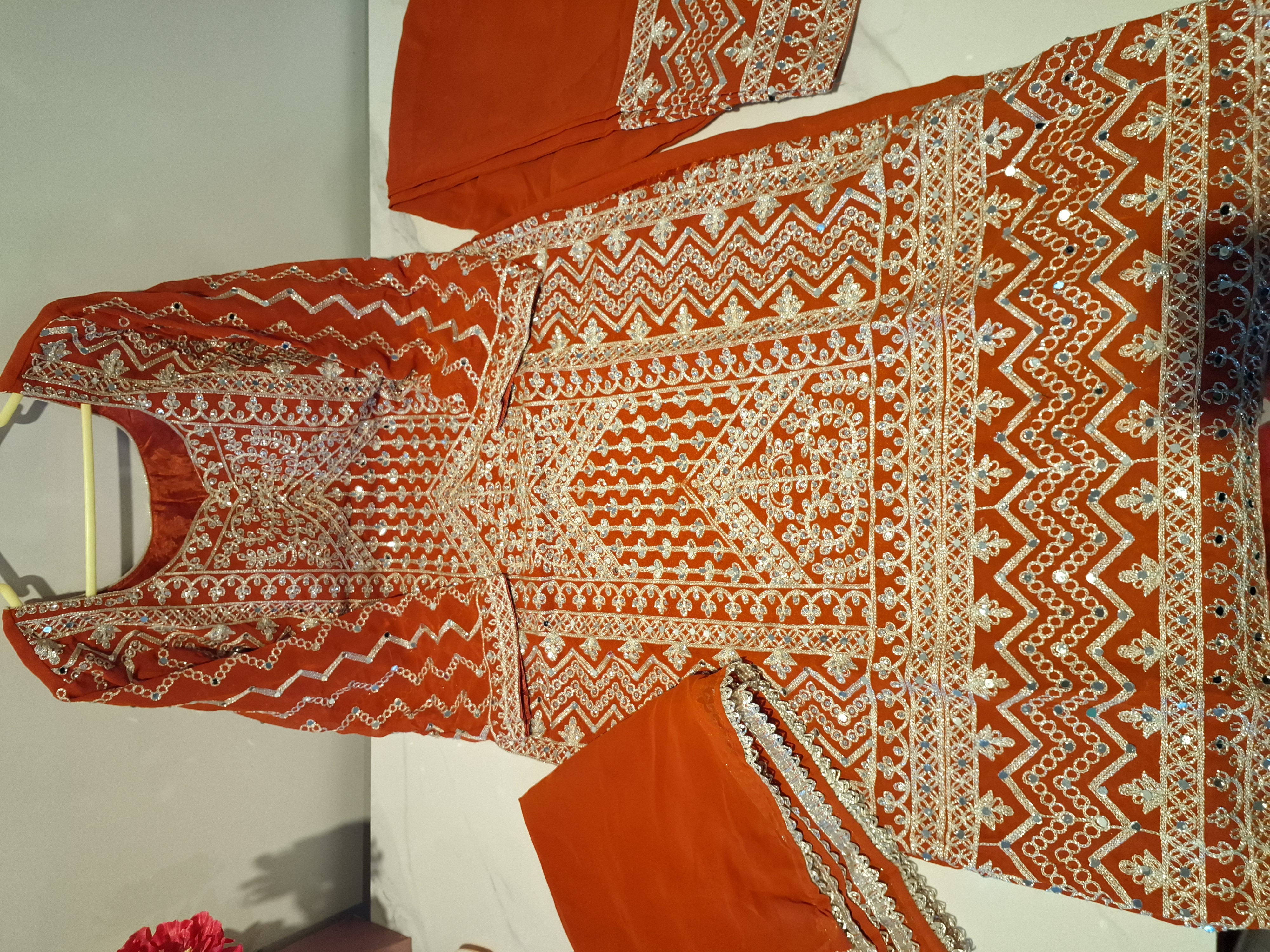 Rust Pakistani style palazzo pant suit, size 40