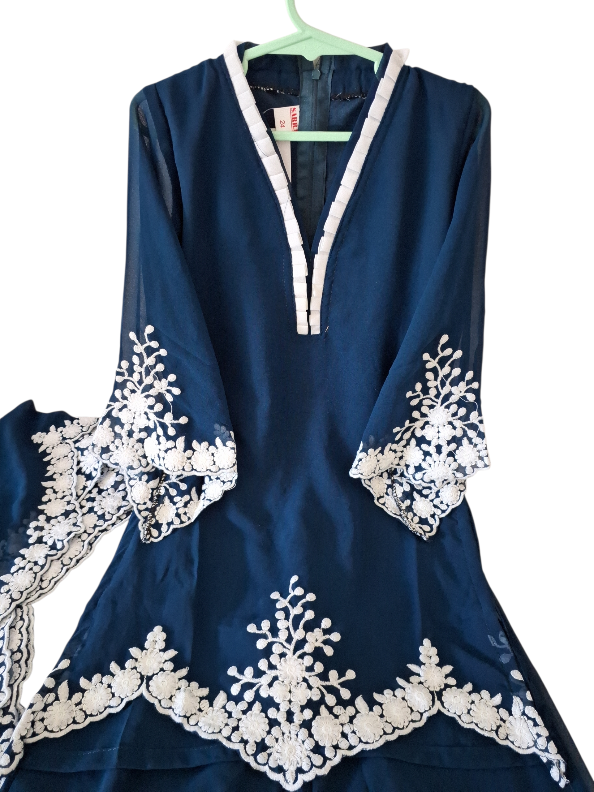 Elegant Blue Embroidered palazzo set size 24, 26, 28 32