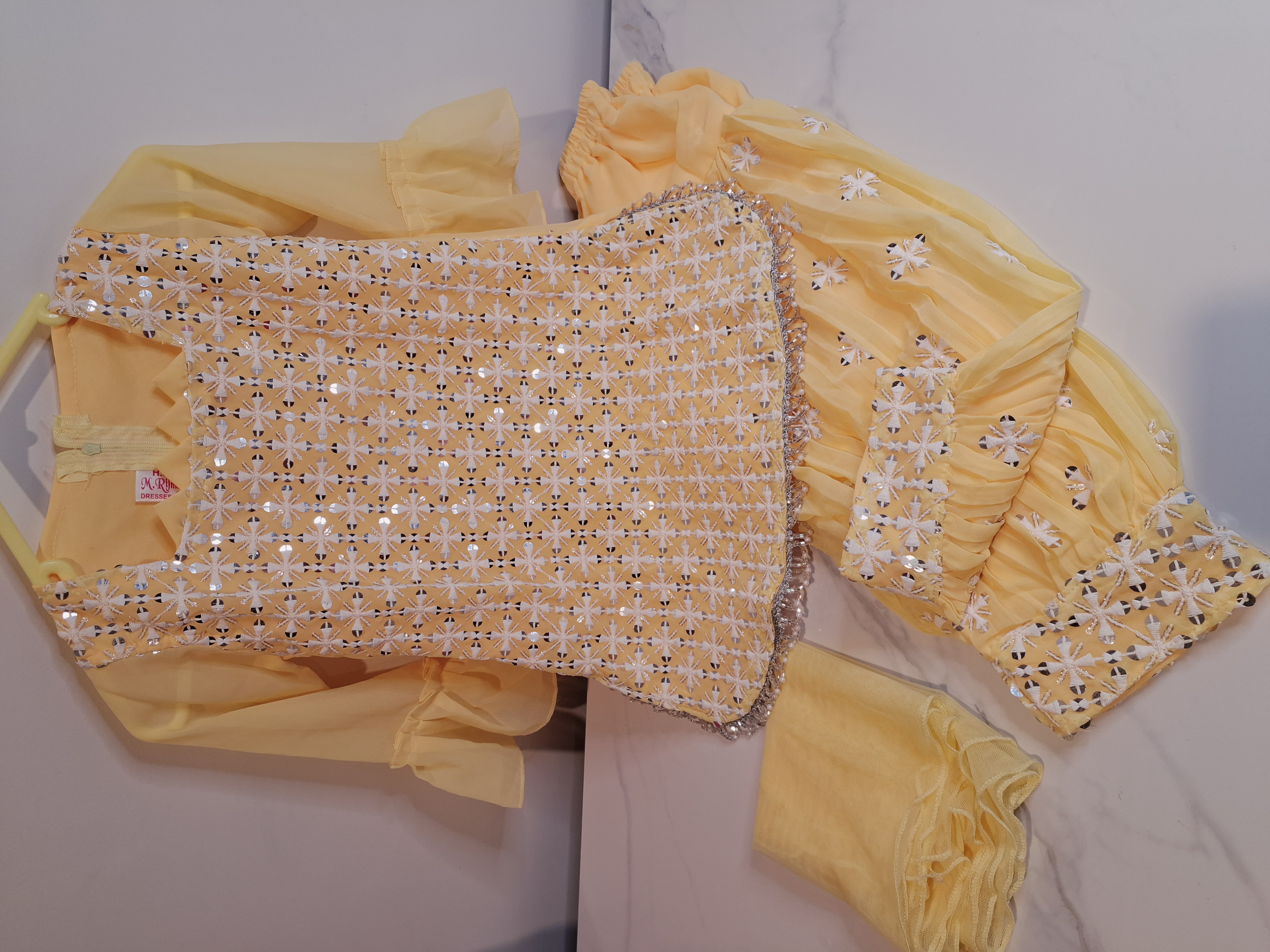 kids Yellow Salwar suit, size 22 (3 years) and 28 (7 years)
