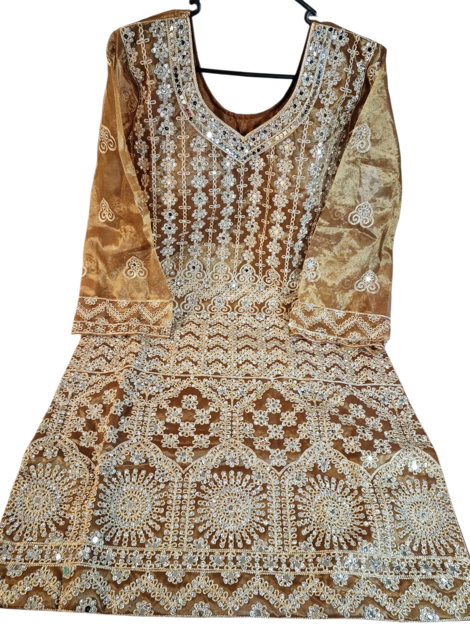 Front back fully embroidered palazzo suit, size 40 