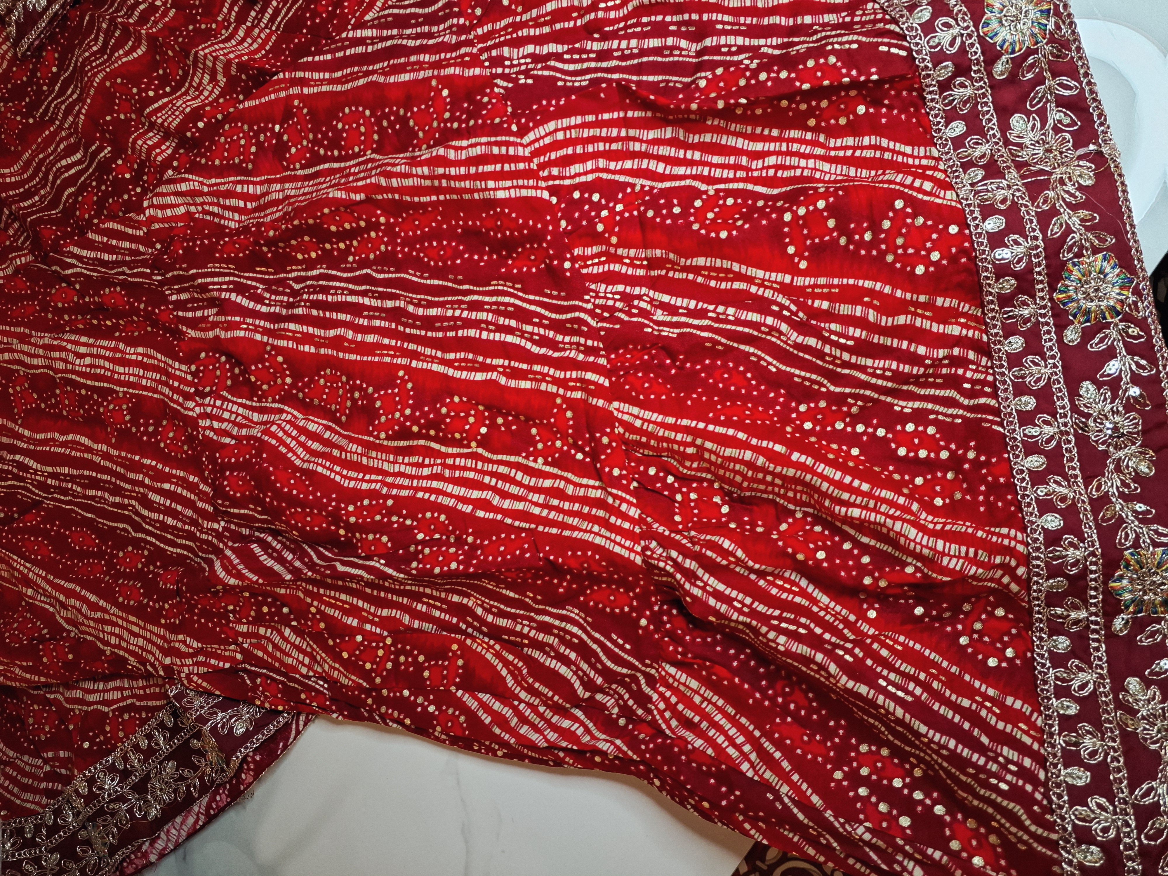 Red/ Maroon Short Anarkali with Sharara, Size, 40 and 42