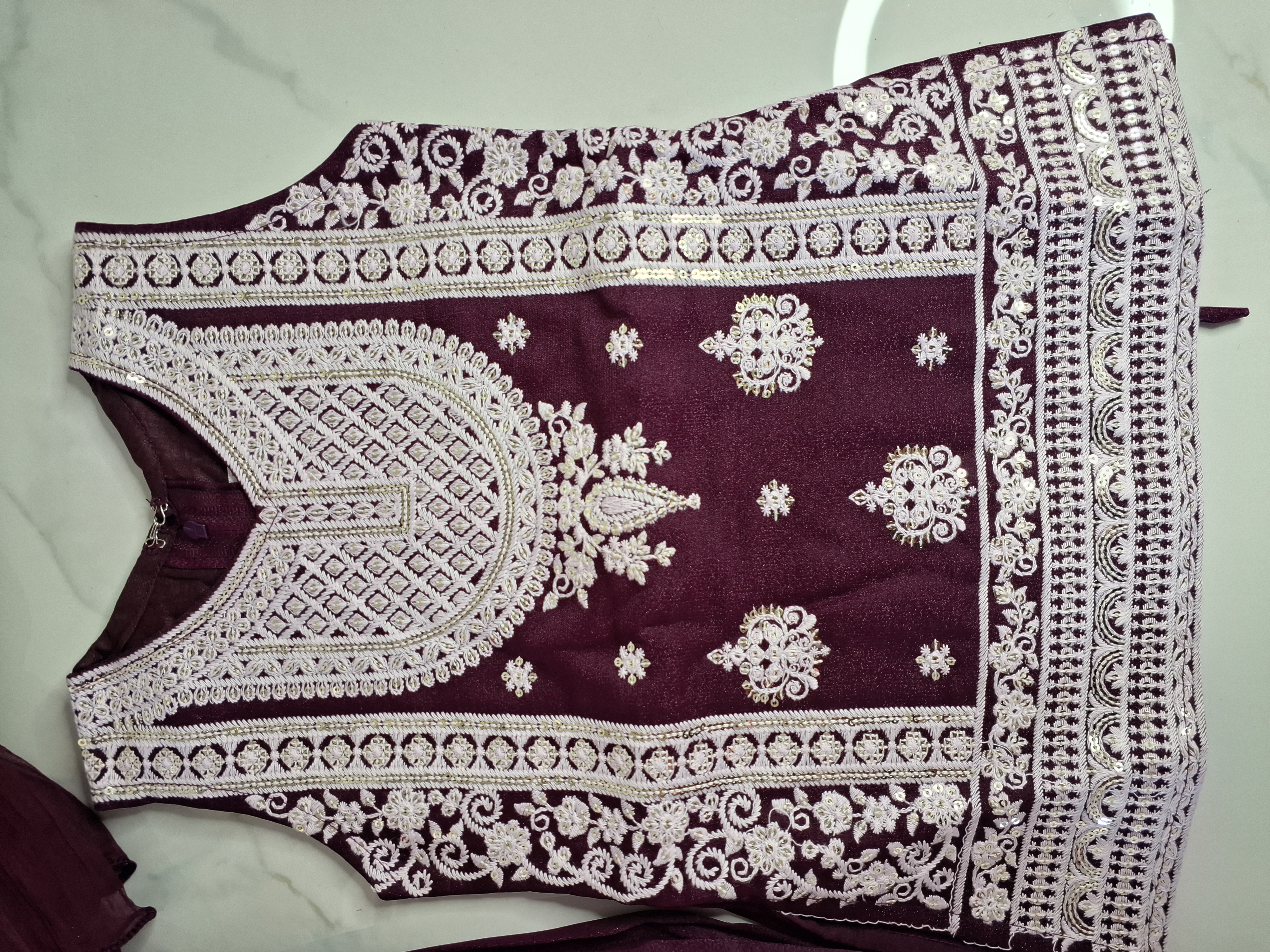 Kids wine salwar suit, size 16 (1 years older), 18 (1.5 years older), 20 (2 years)