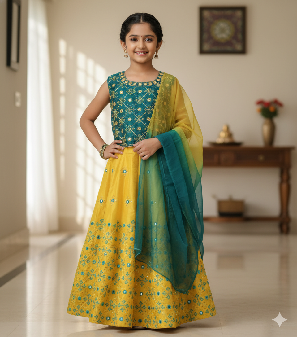 Traditional Lehenga Choli Set, size 30 (8-9 years), 34 (11-12 years)