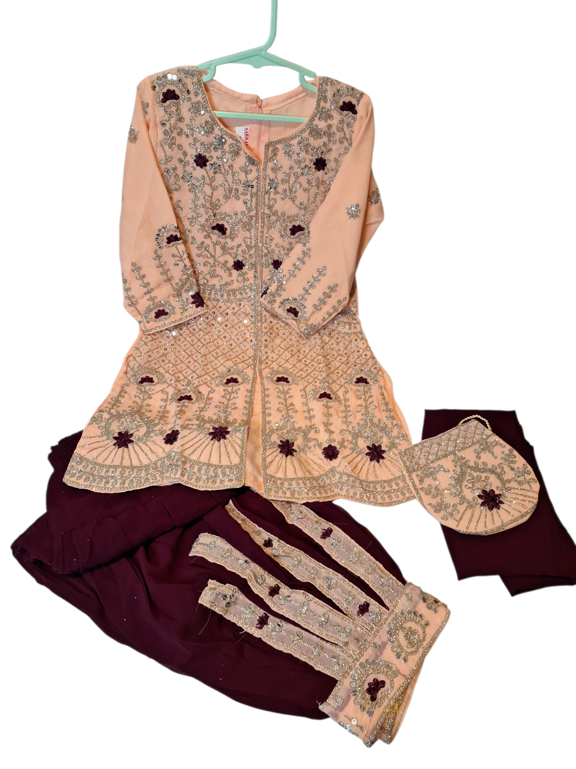 Kids party wear Afghani salwar suit, size 5-6 years and 8 years 