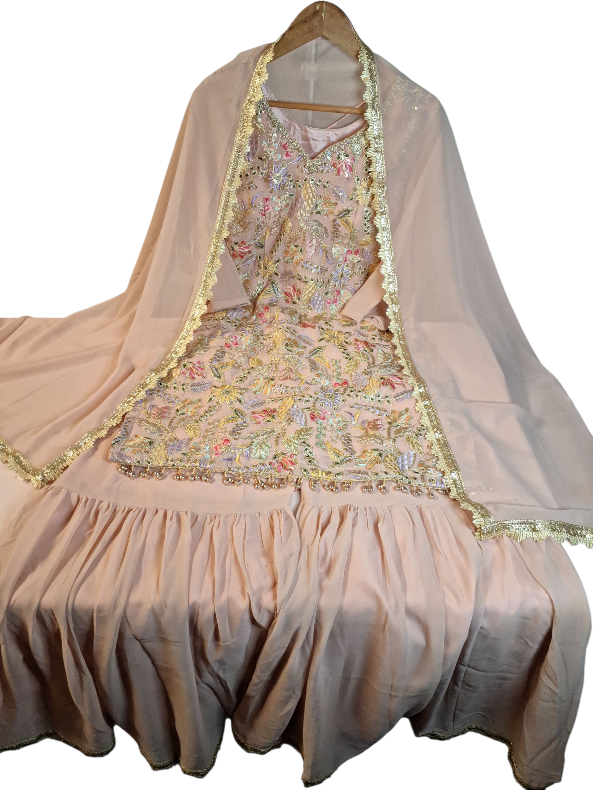 Pastel pink Garara/ Sharara suit, size 38 