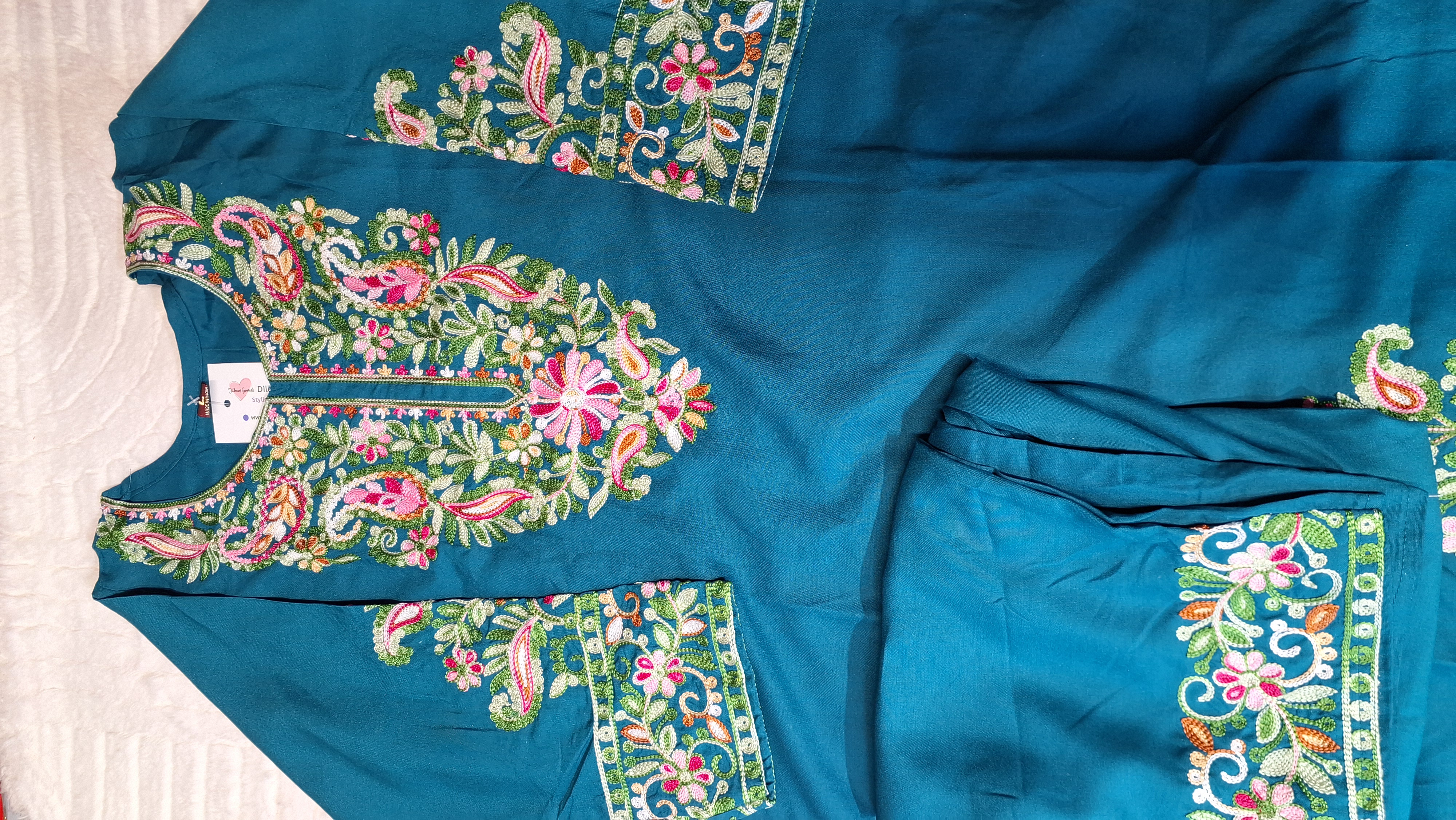 Teal blue kashmiri coord set