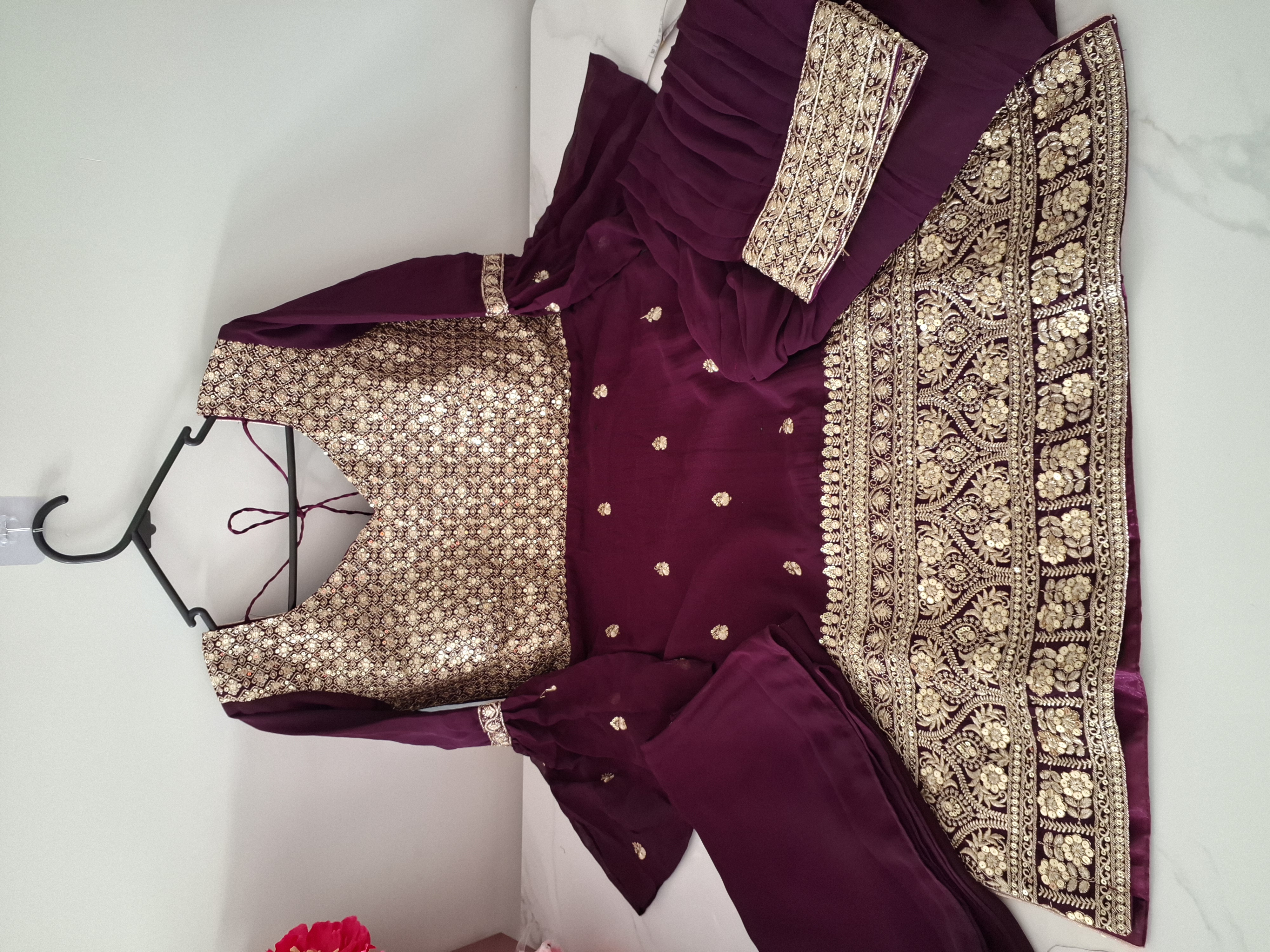 Wine Salwar suit, size 36-38