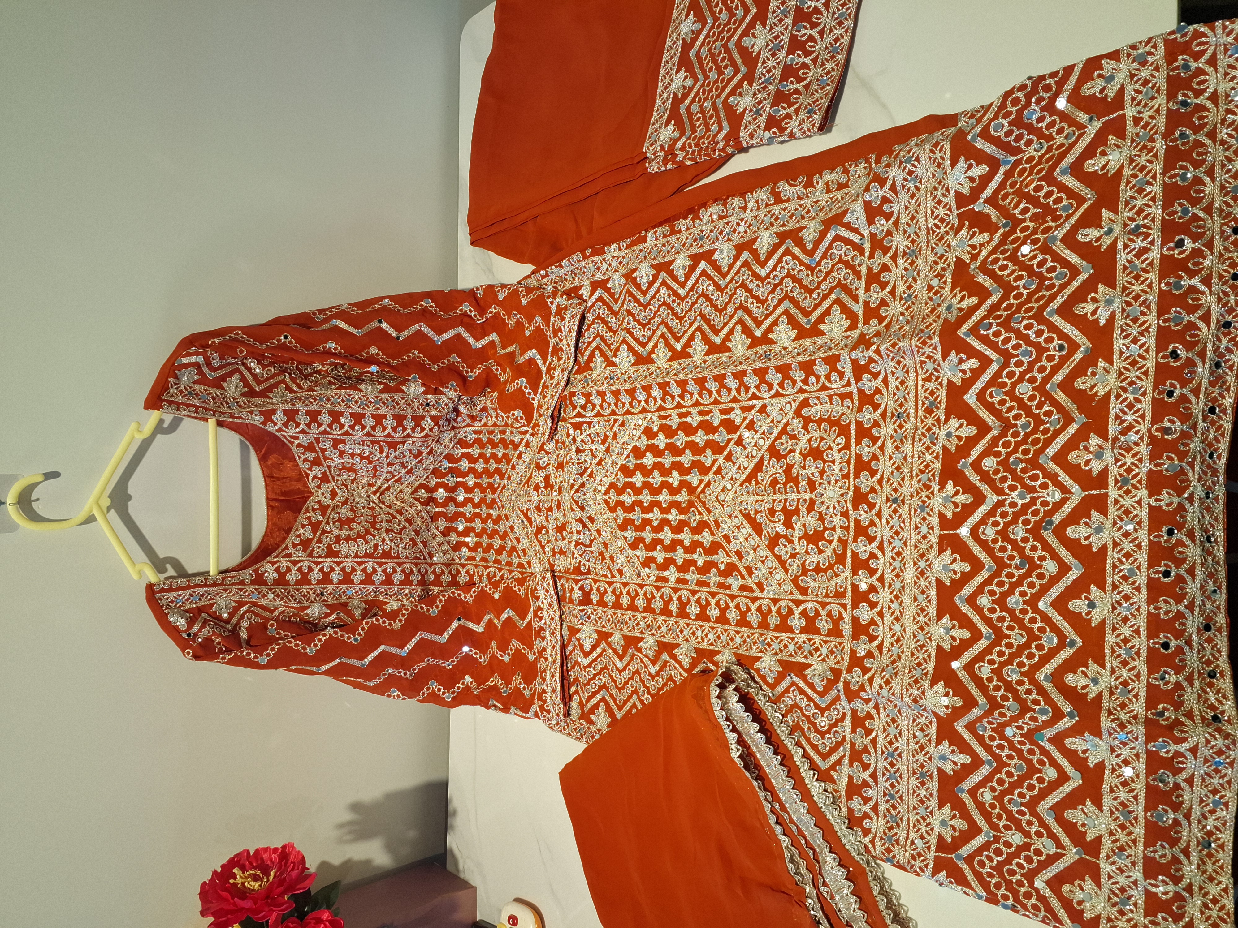 Rust Pakistani style palazzo pant suit, size 40