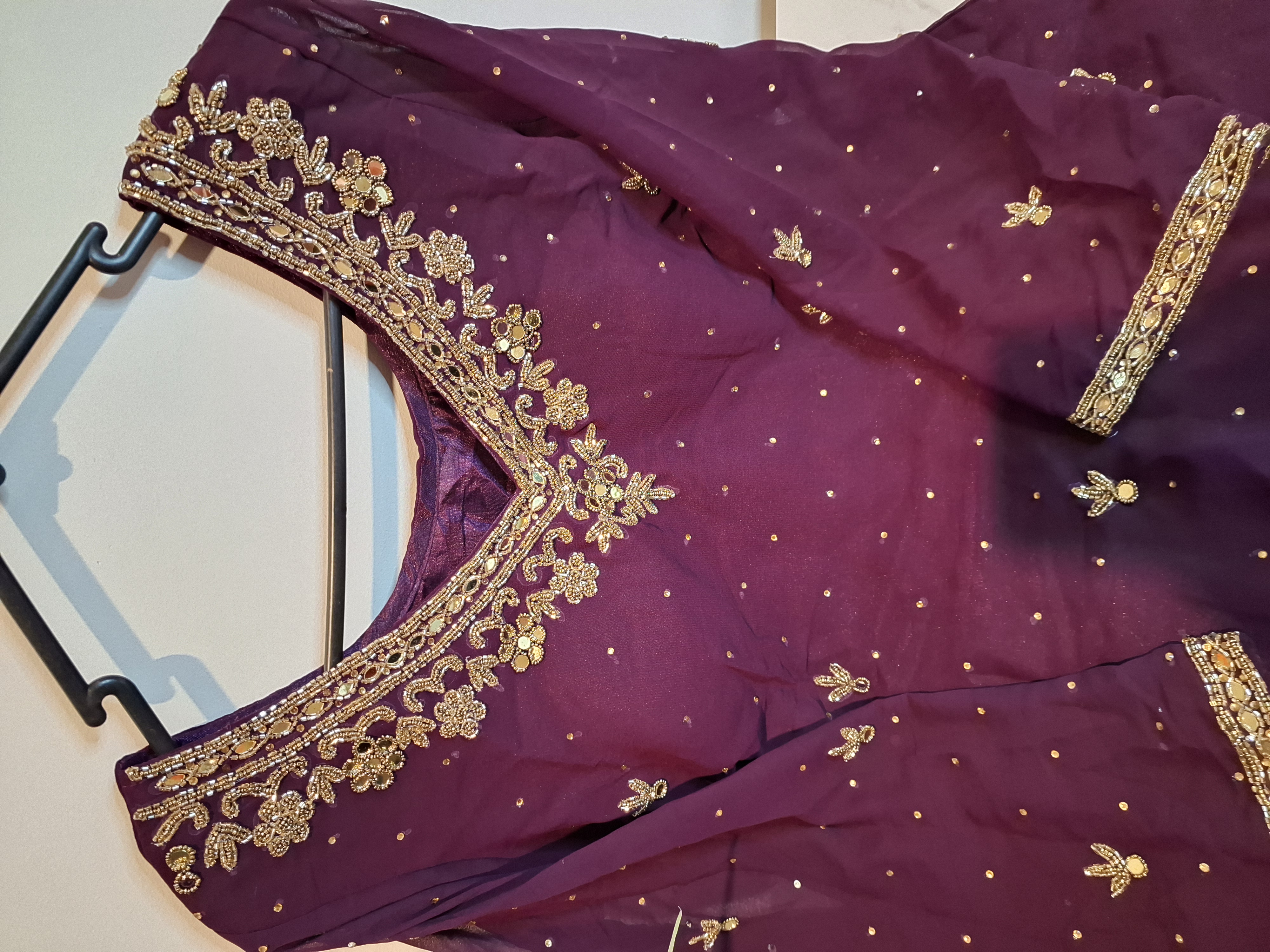 Hand work Wine Palazzo suit, size 40