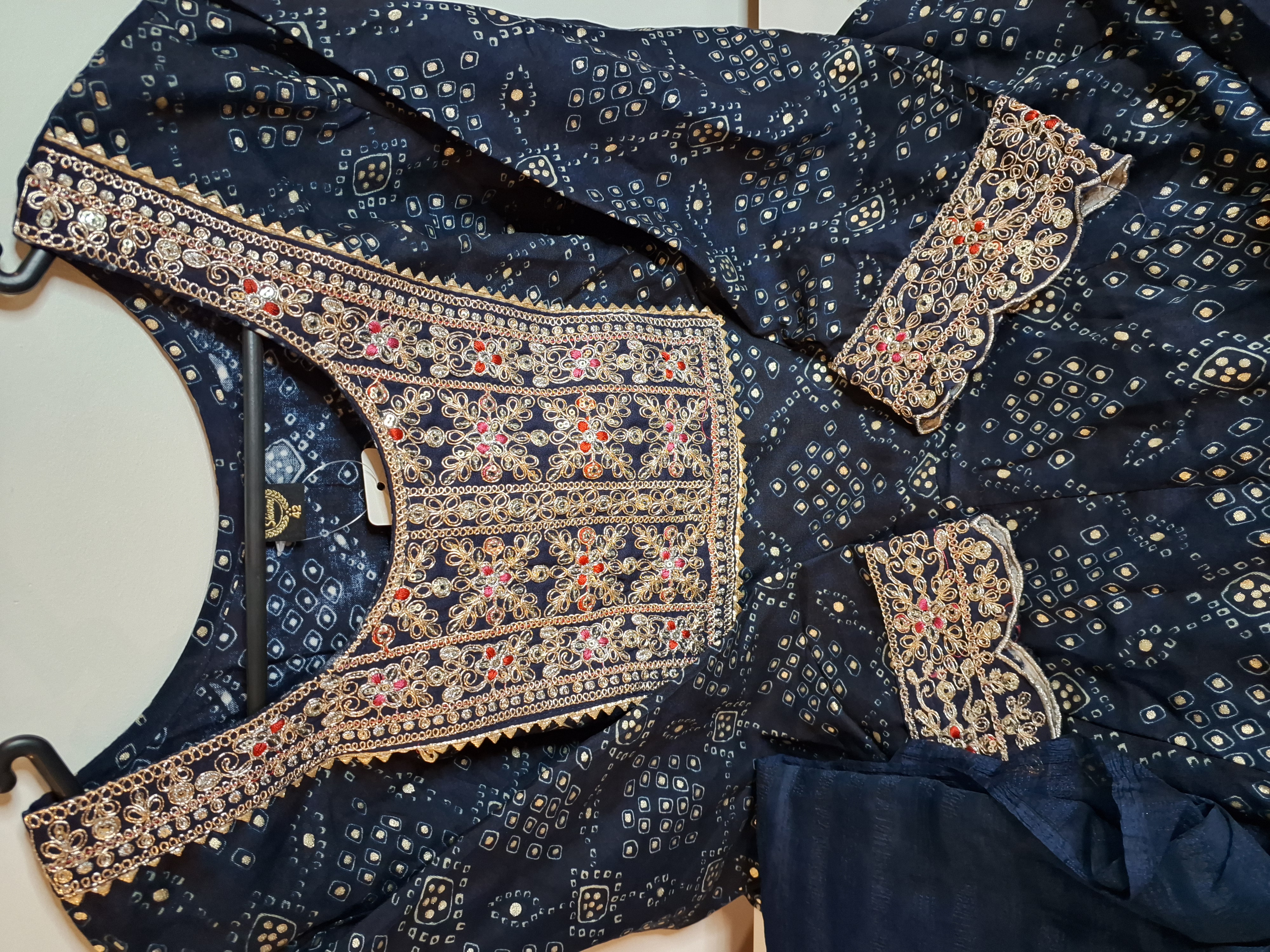 Navy Blue Short Anarkali with Sharara, Size, 42