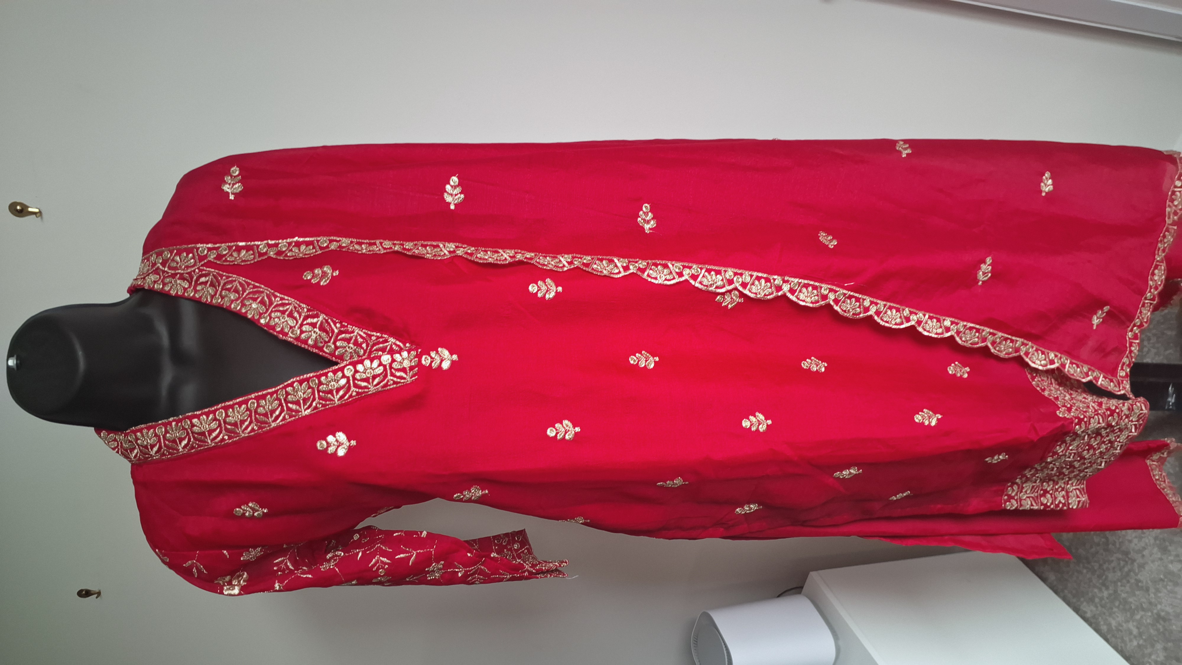 Dark pinkish red Palazzo pant suit, 38, 40, 42 and 44