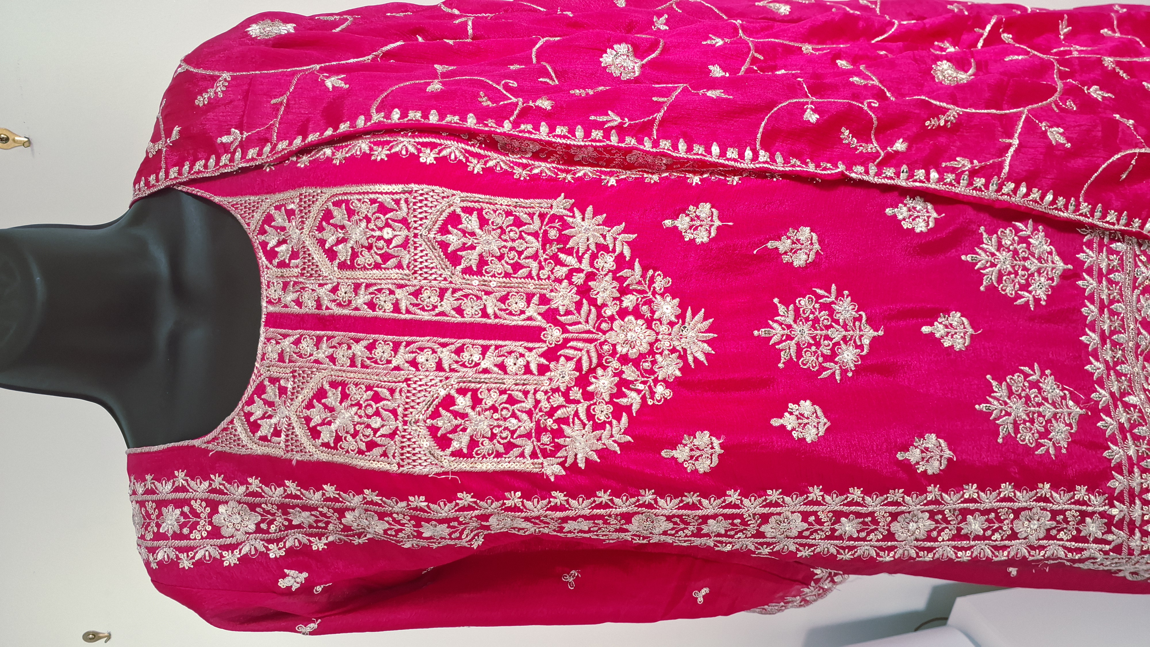 Embroidered magenta/ hot pink  lehanga look palazzo, size 40