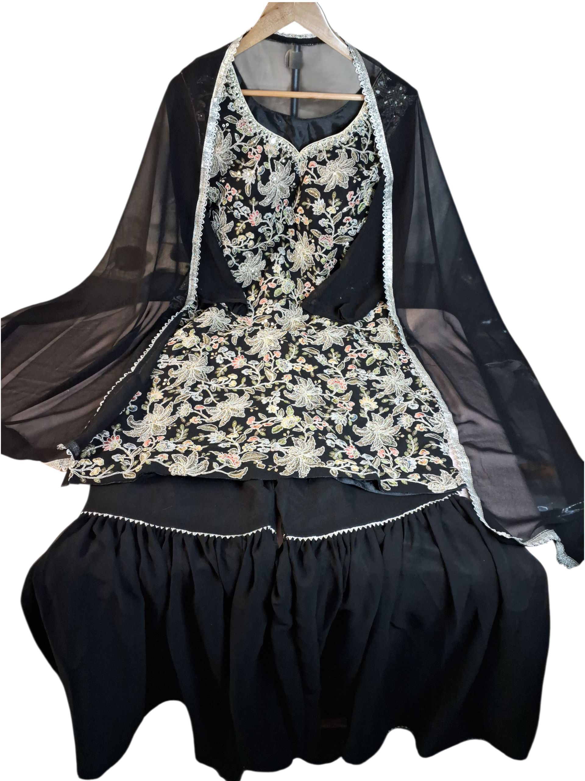 Black Garara/ Sharara suit, size 36