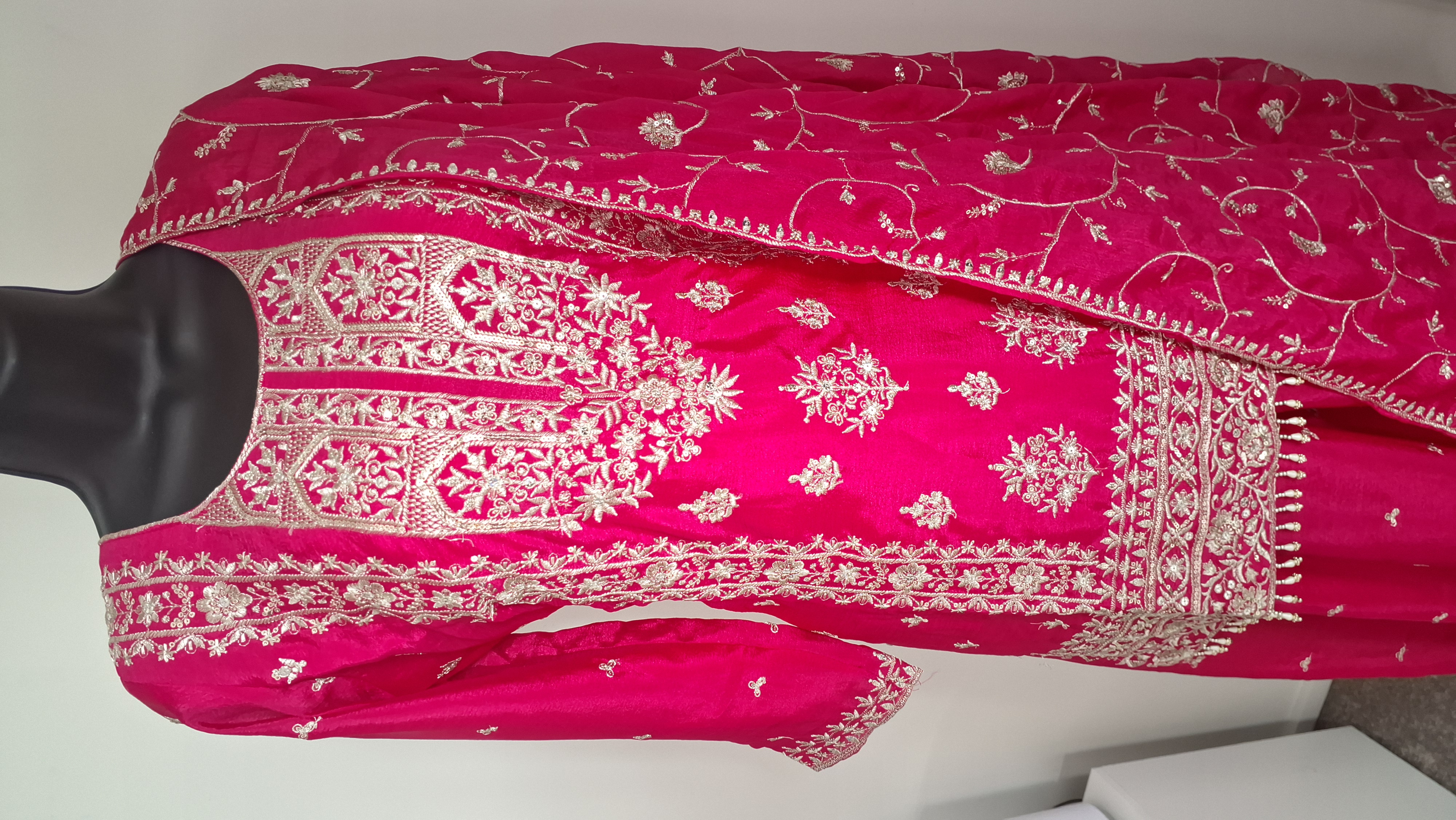 Embroidered magenta/ hot pink  lehanga look palazzo, size 40