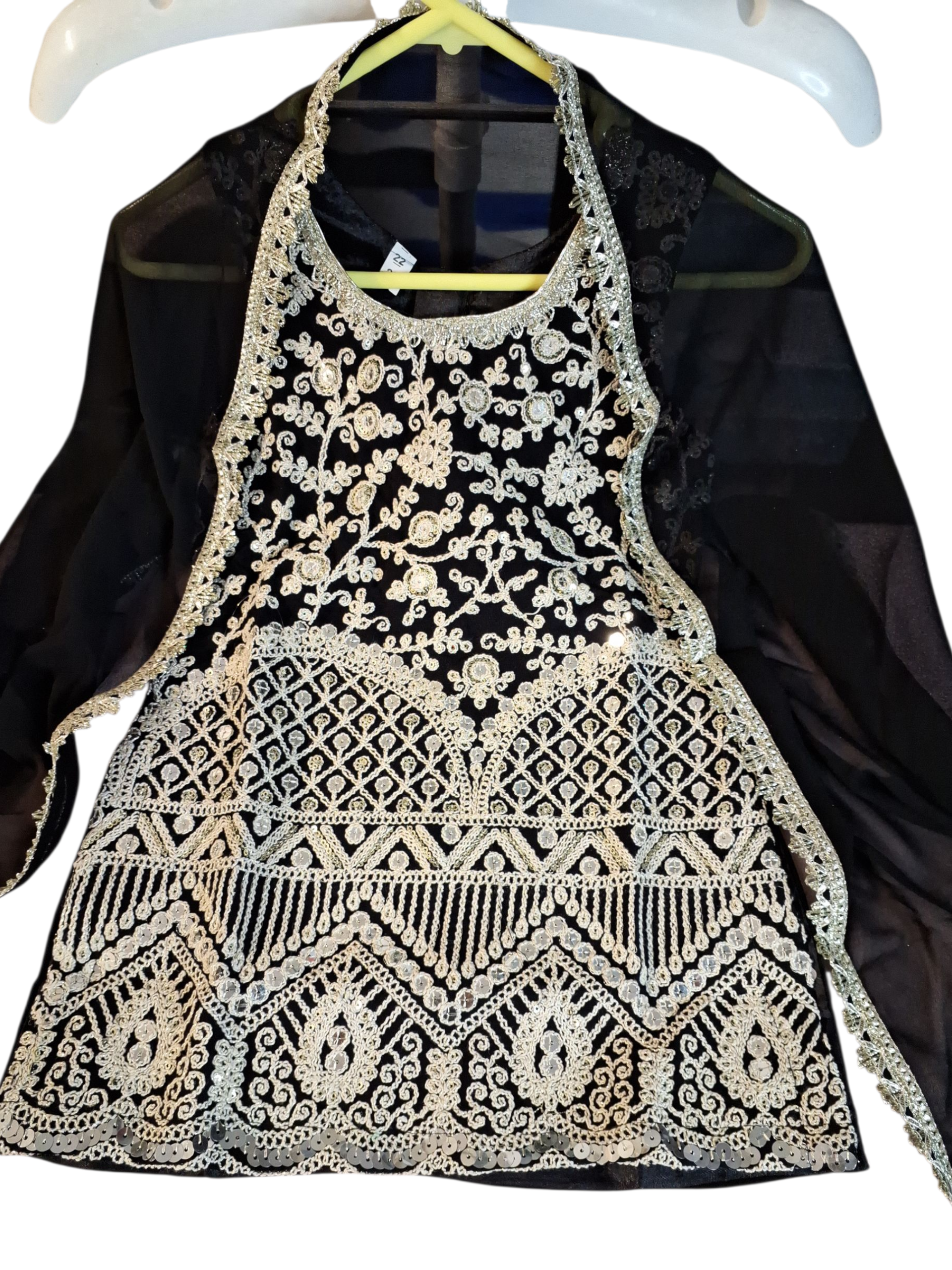 Black salwar suit, sizes 20, 22, 24, 26, 28, 30, 32, and 34