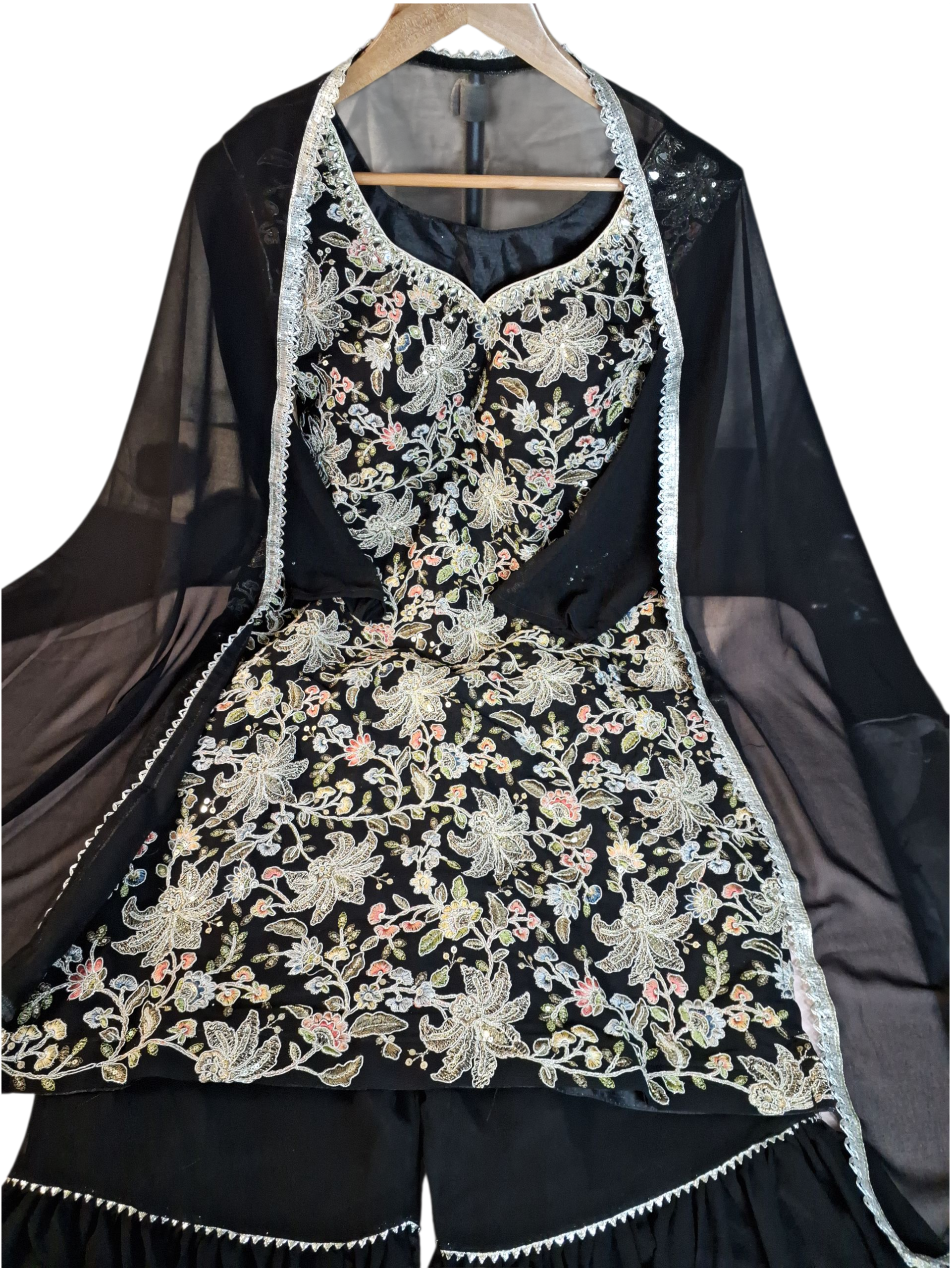 Black Garara/ Sharara suit, size 36