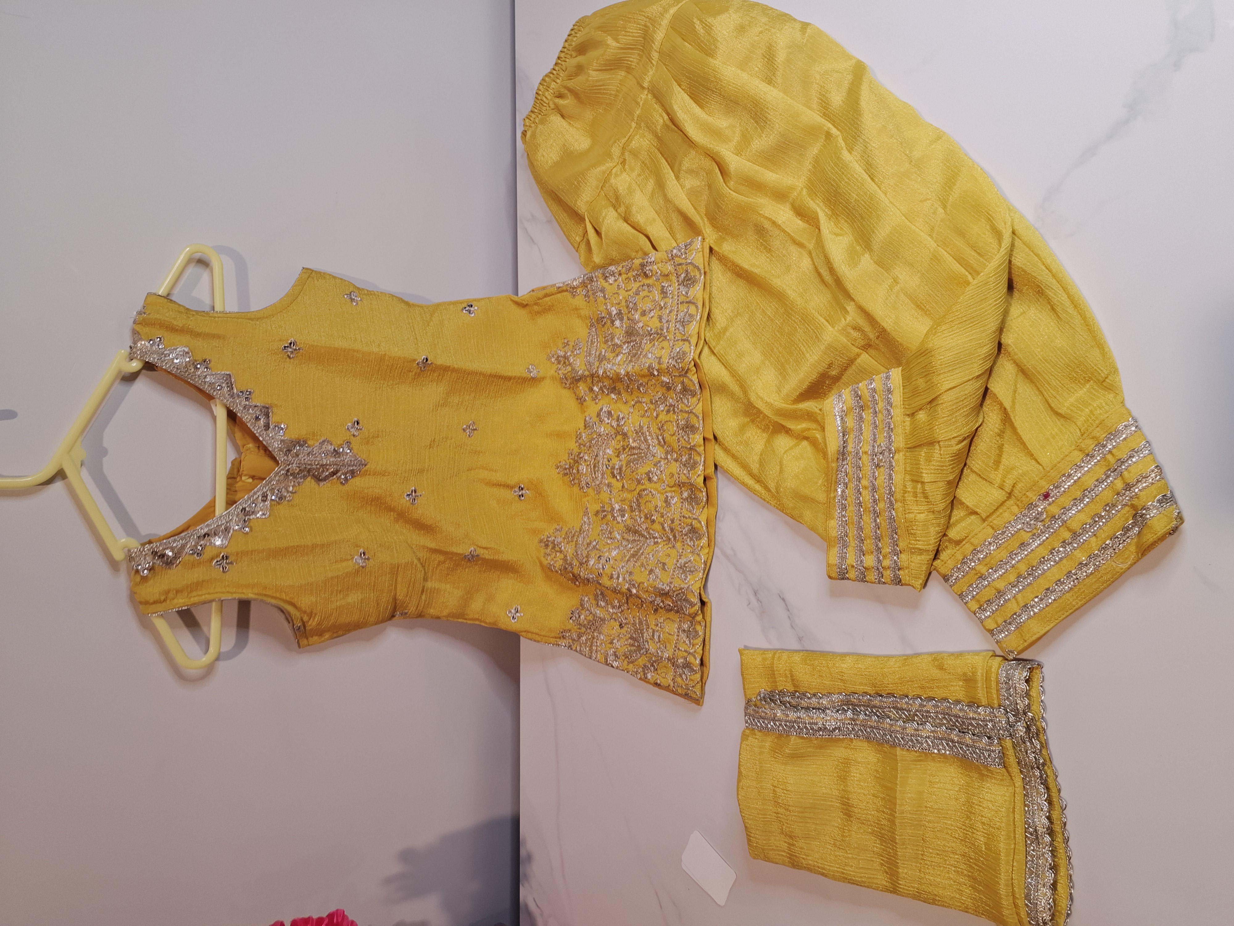 Yellow Color, kids Embroidered Salwar suit, sizes 20, 22, 24, 26, 28, 30, 32, 34 and 36