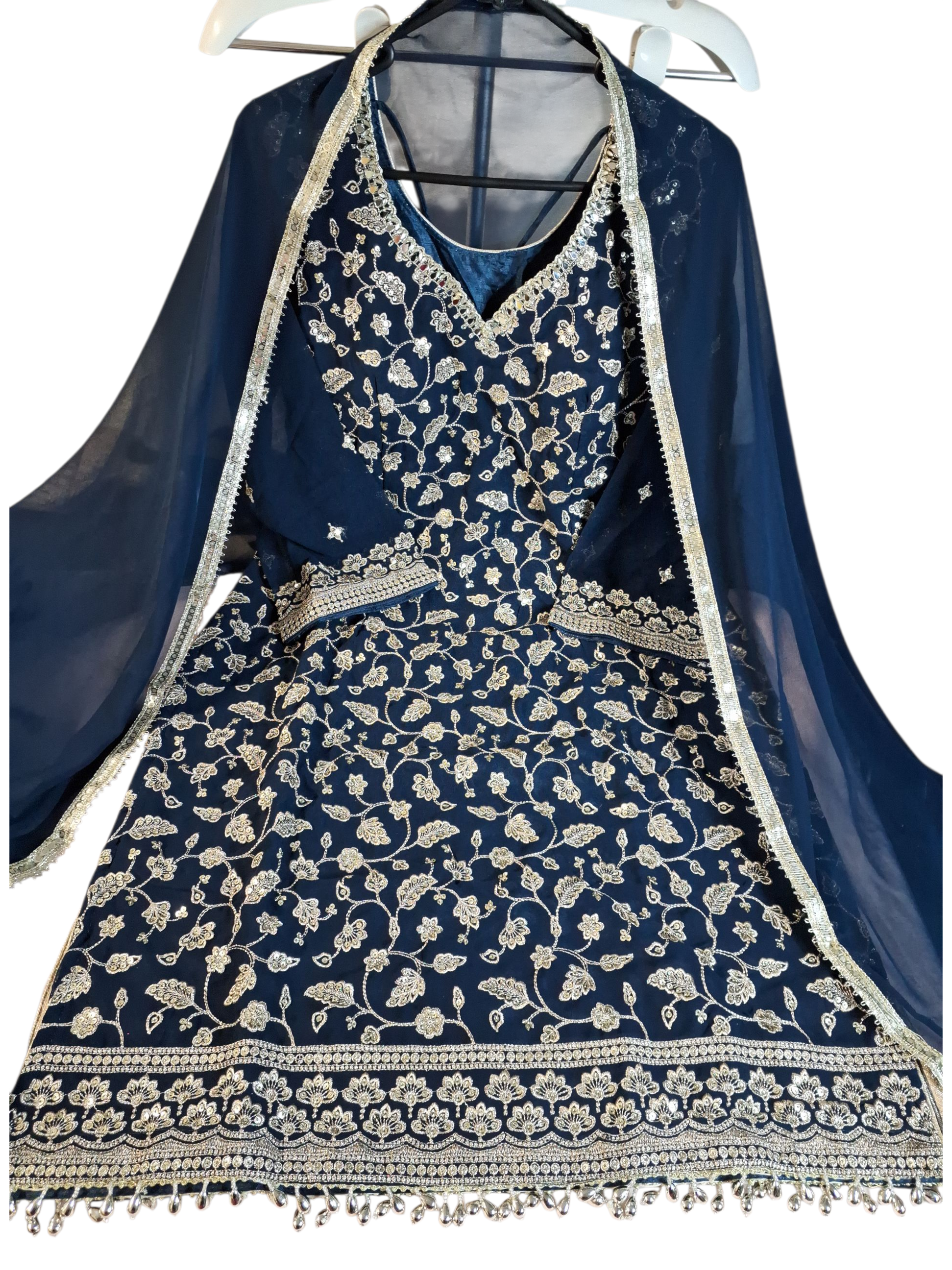 Blue Sharara suit, size 38 