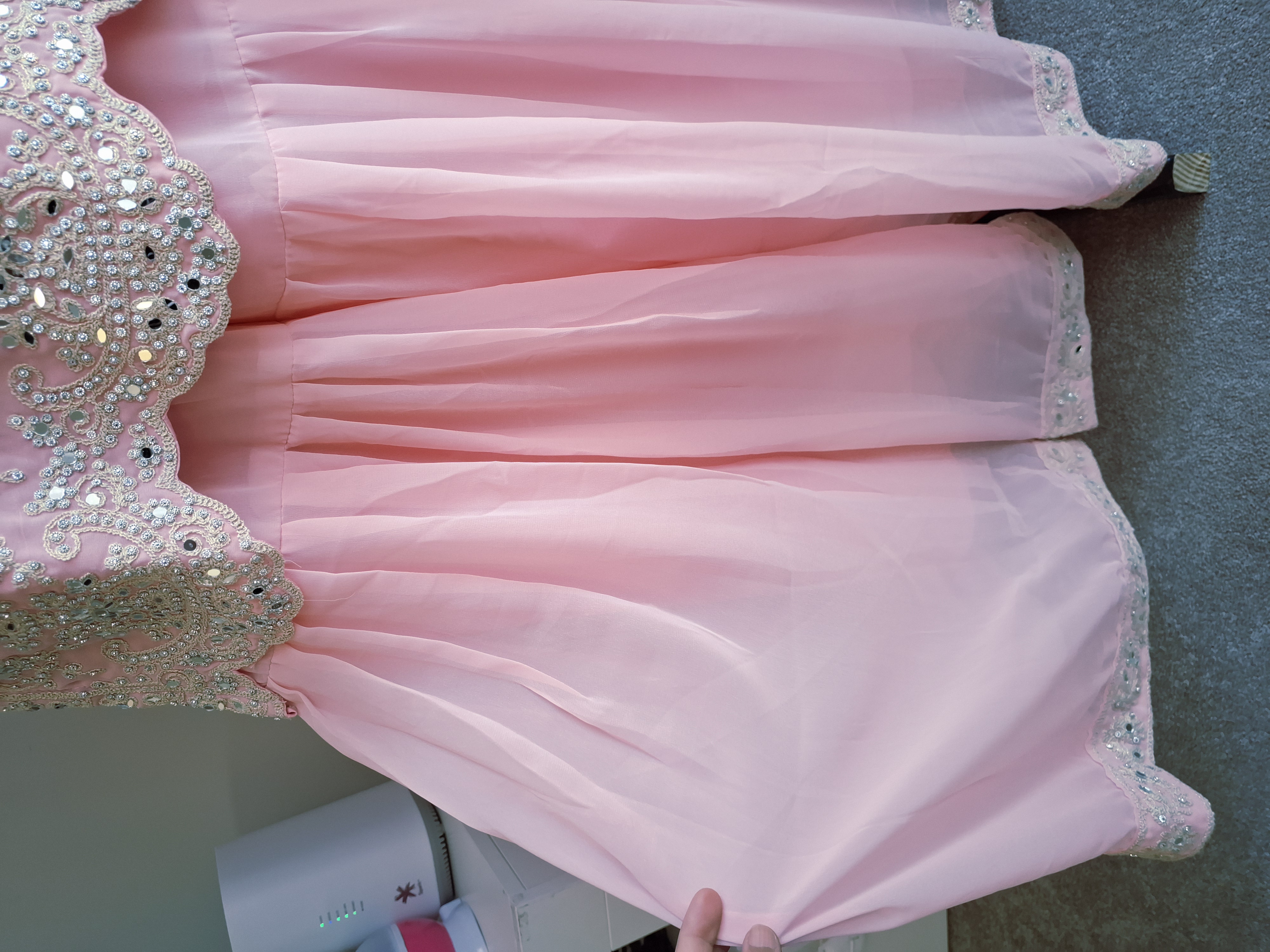 Light peachy Pink Embroidered Sharara Suit, size 40