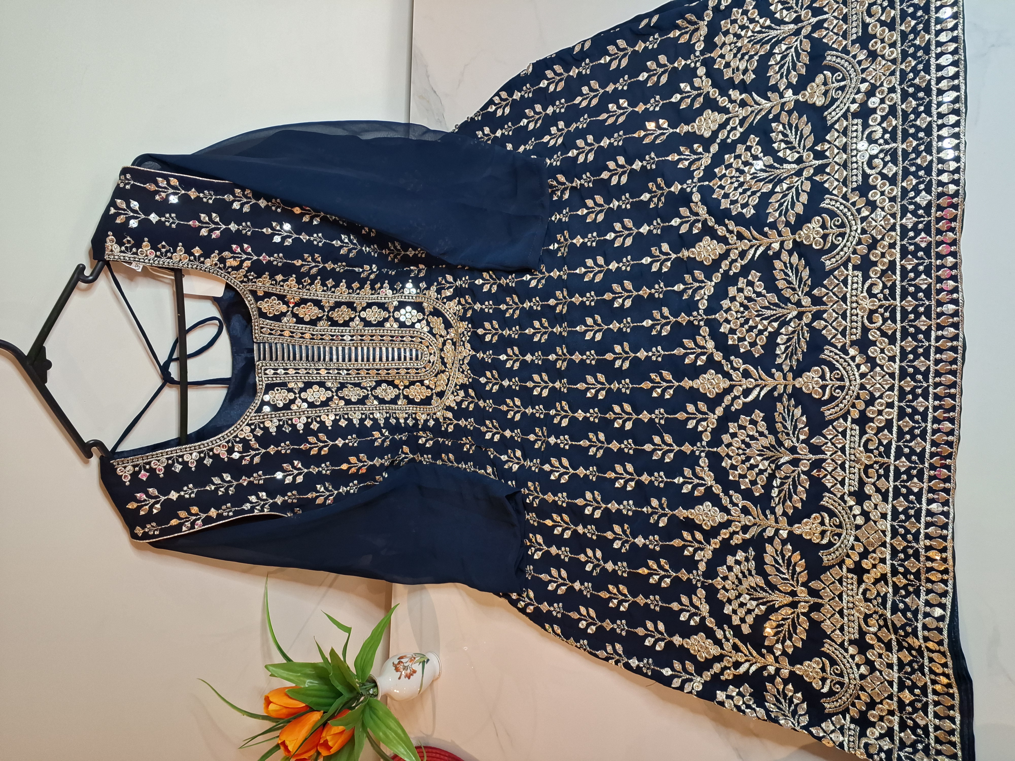 Teal blue Sharara suit, size 42-43 
