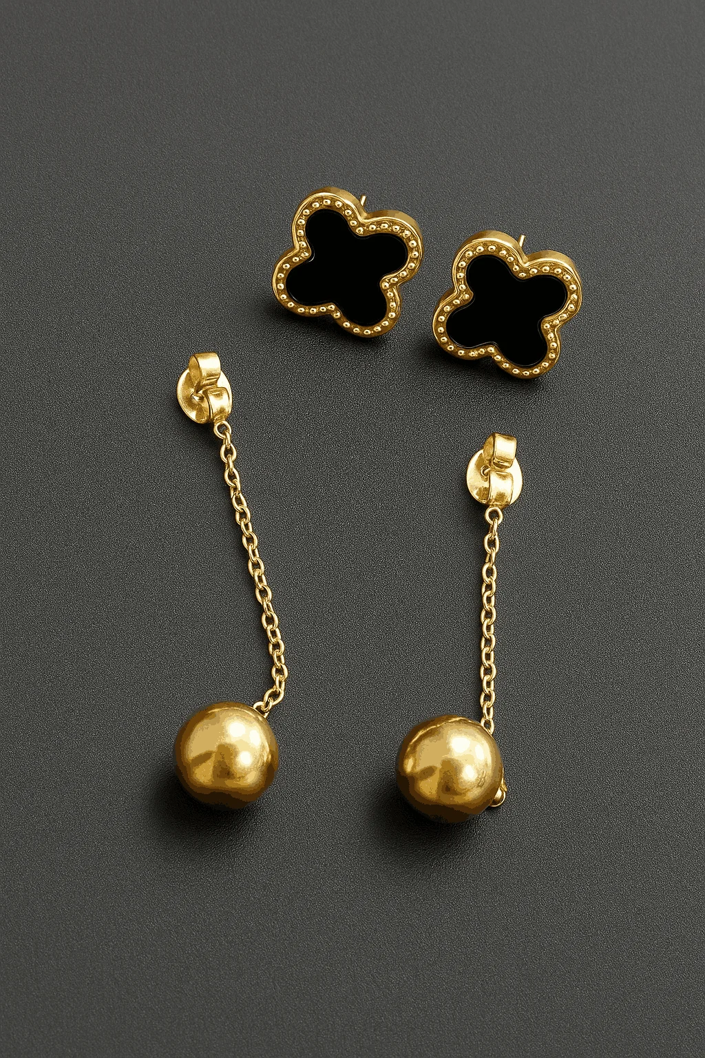 Black clove earrings with drop 