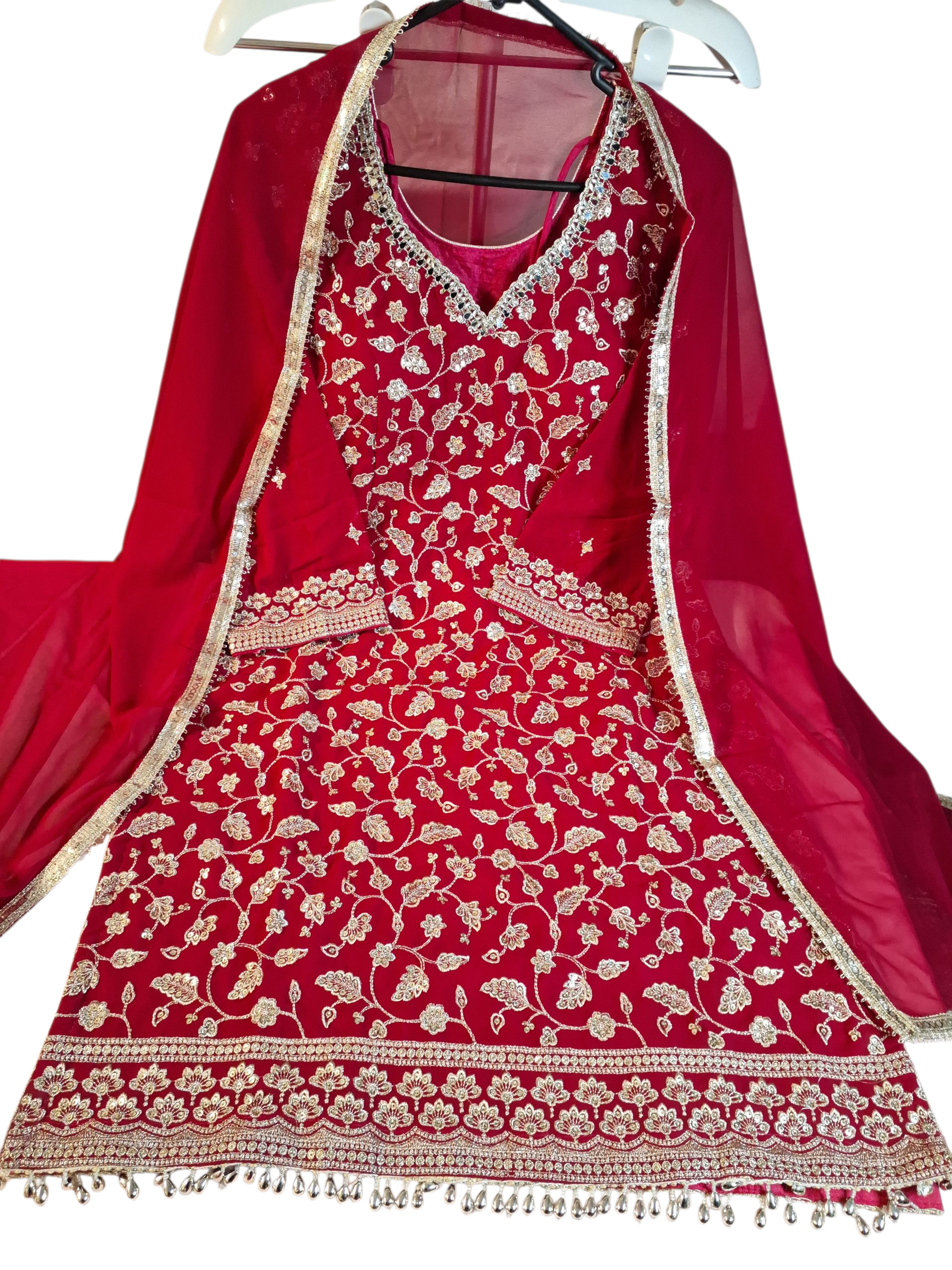 Rani pink Sharara suit, size 38 