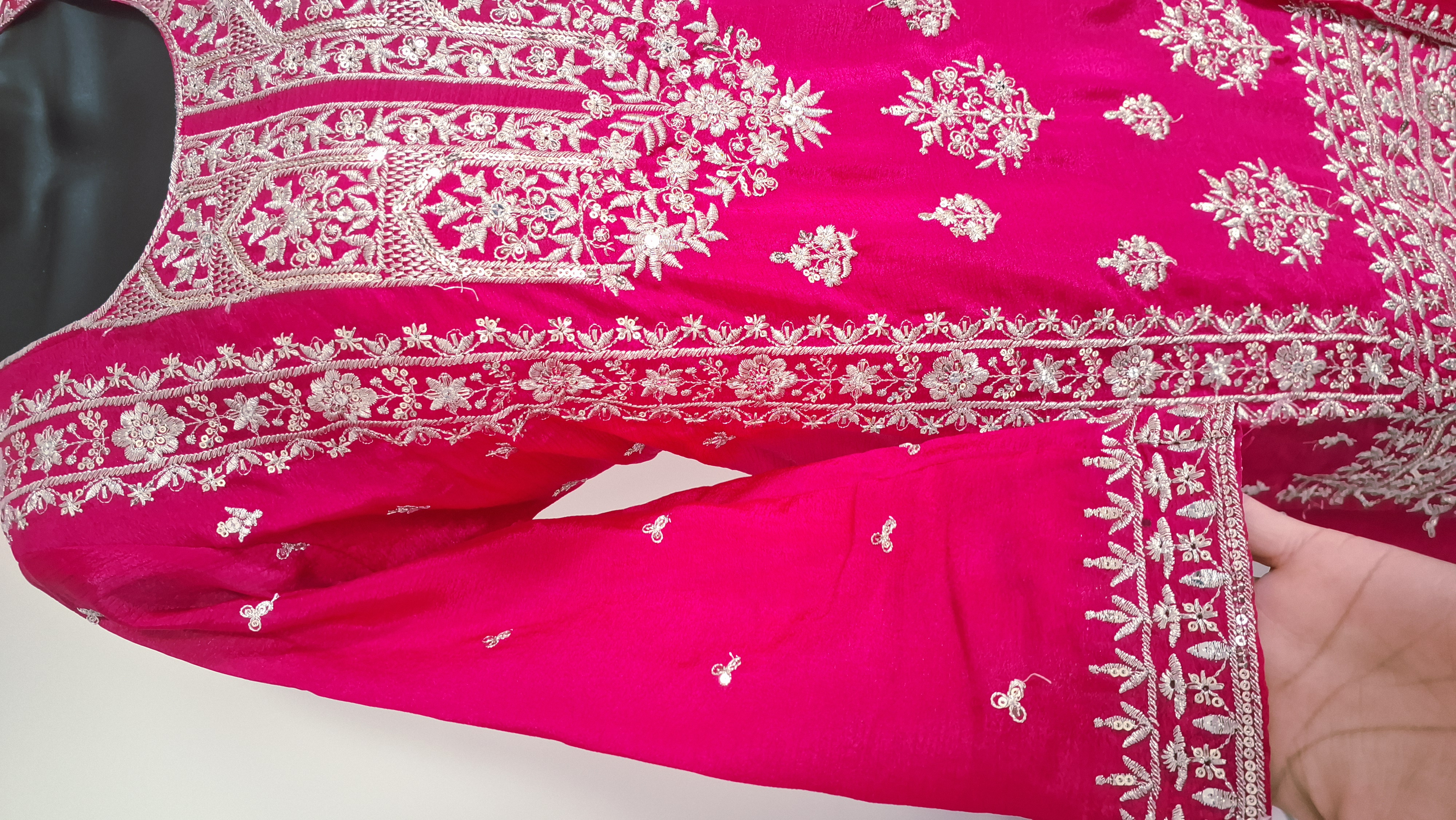 Embroidered magenta/ hot pink  lehanga look palazzo, size 40