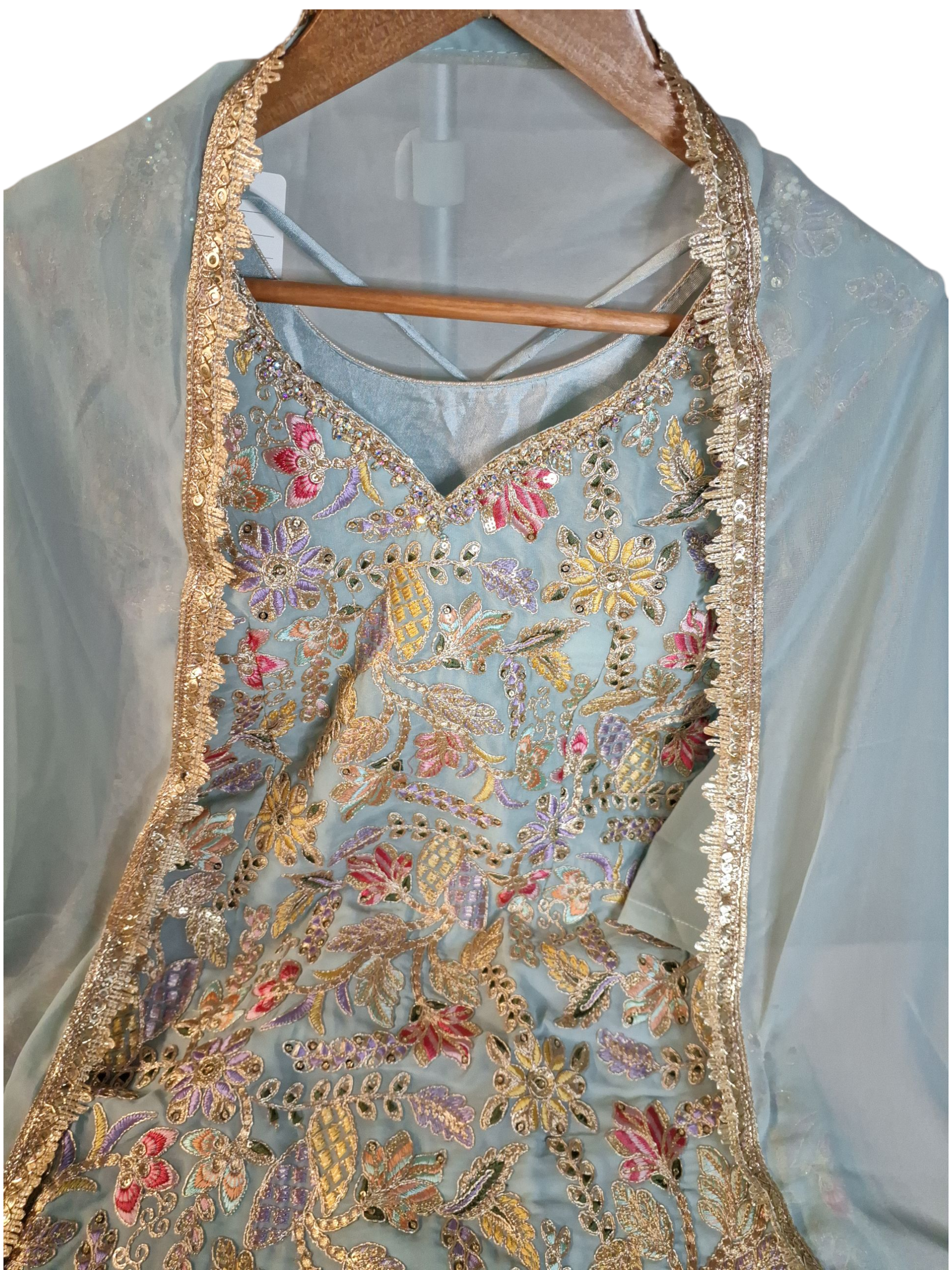 Pastel Blue Garara/ Sharara suit, size 38 